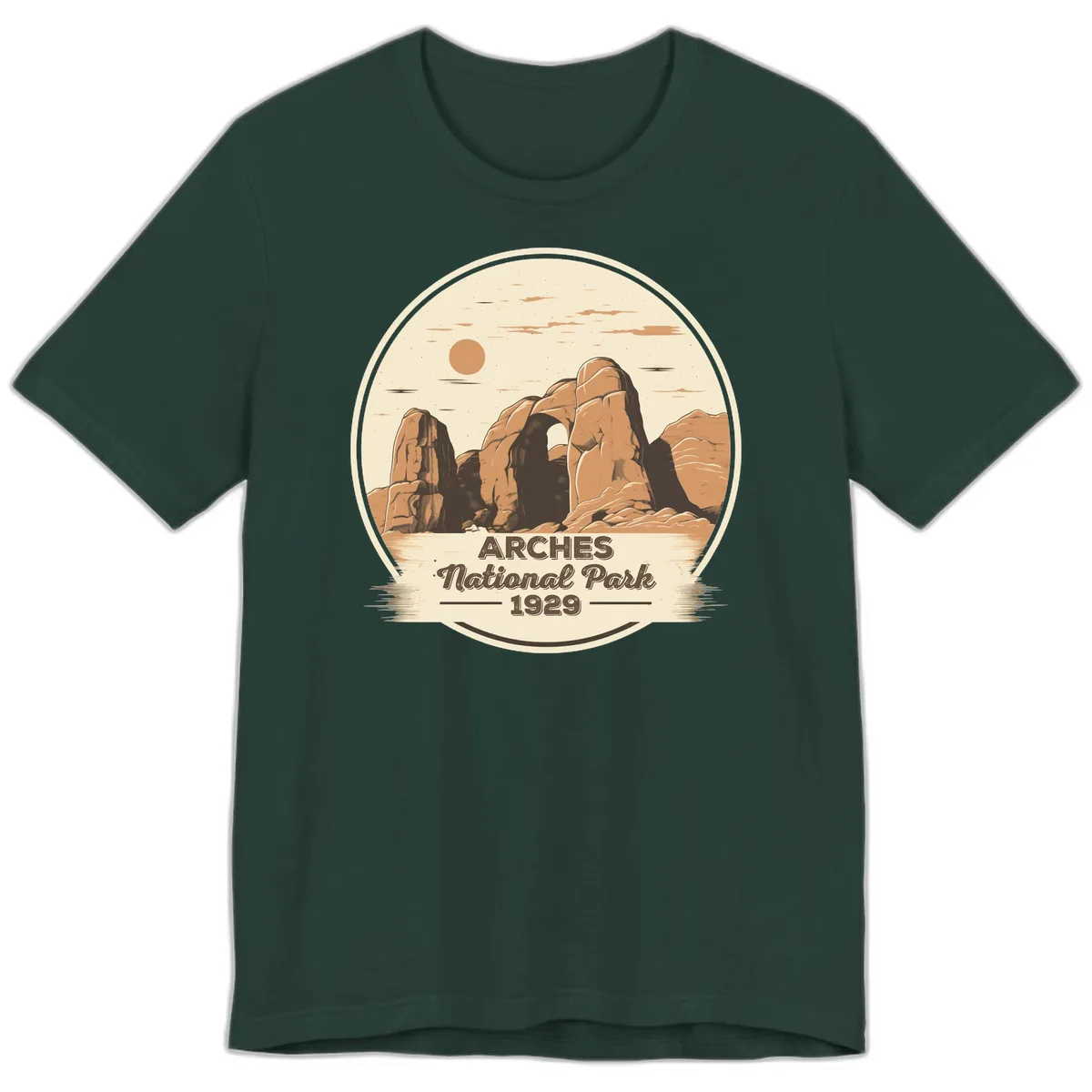 Arches National Park 1929 Badge Premium T-Shirt in Forest