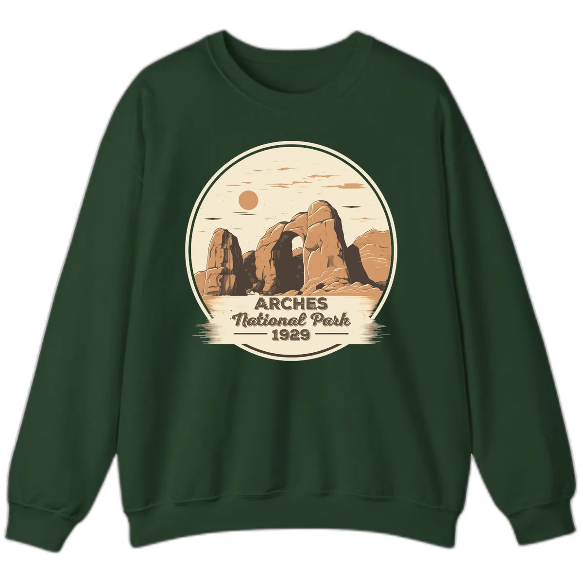 Arches National Park 1929 Badge Sweatshirt in Forest Green