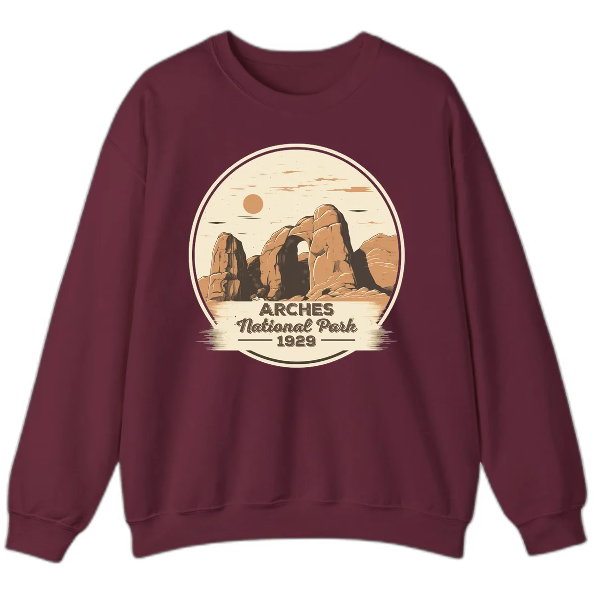 Arches National Park 1929 Badge Sweatshirt in Maroon