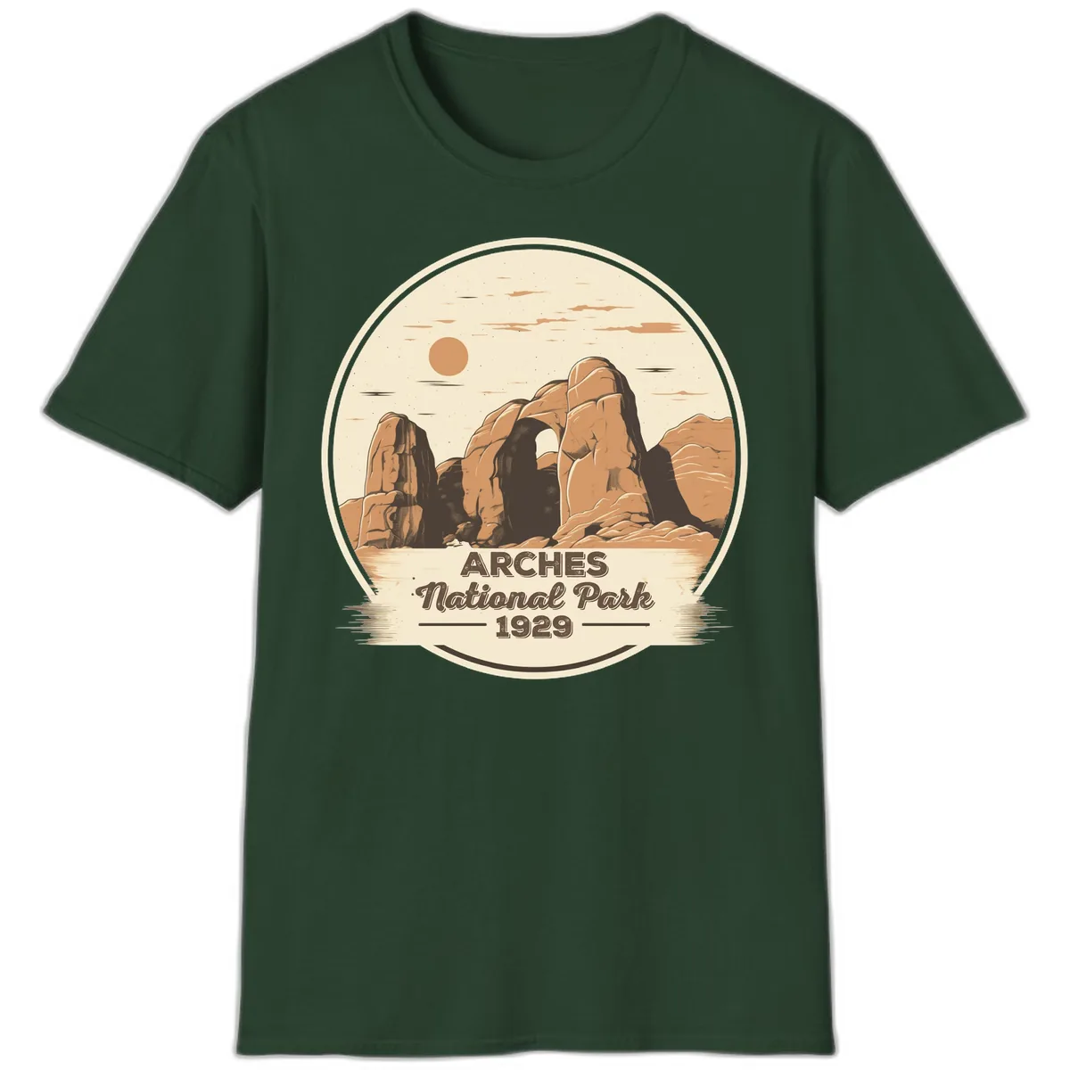 Arches National Park 1929 Badge T-Shirt in Forest Green
