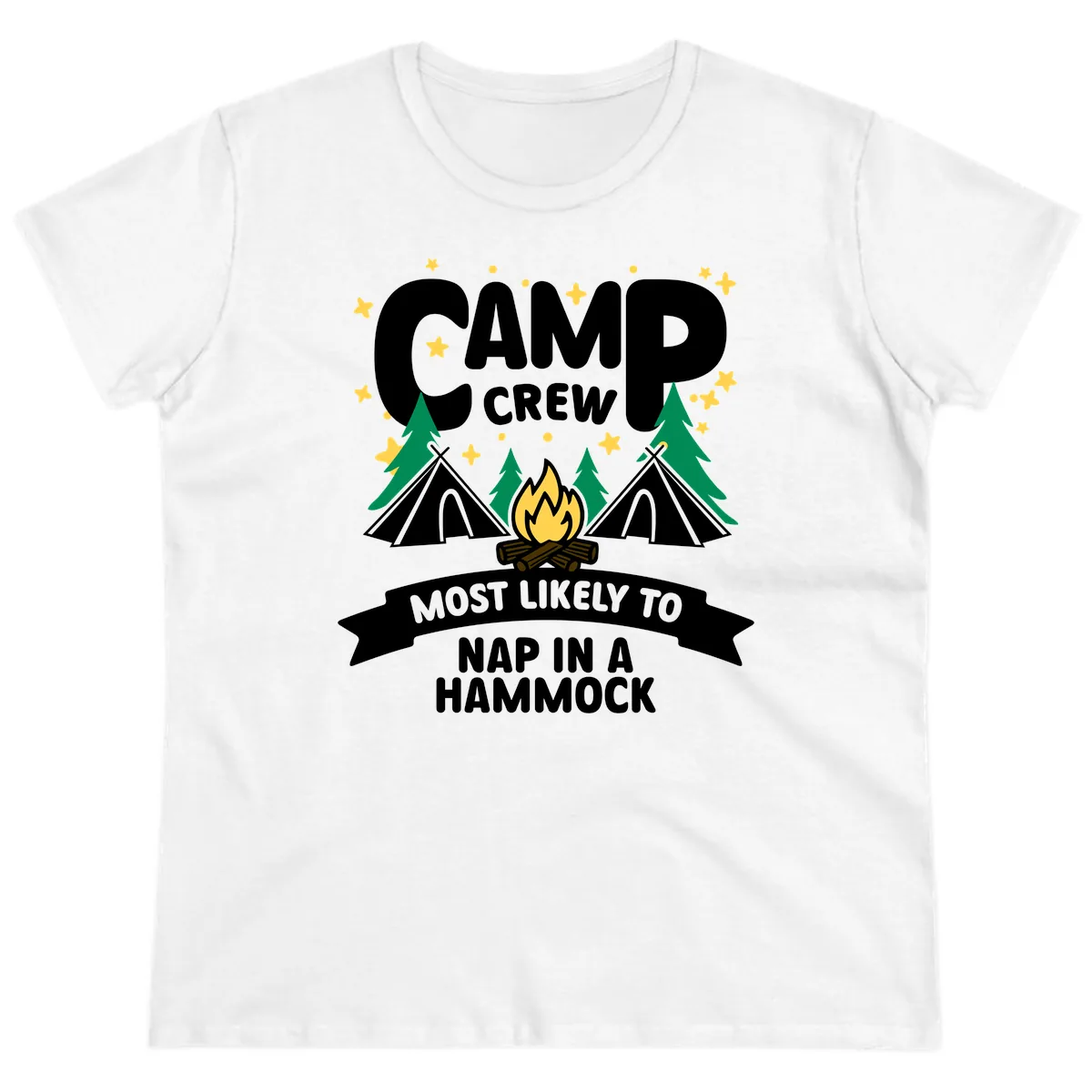Camp Crew Most Likely To Nap In A Hammock Ladies Tee in White