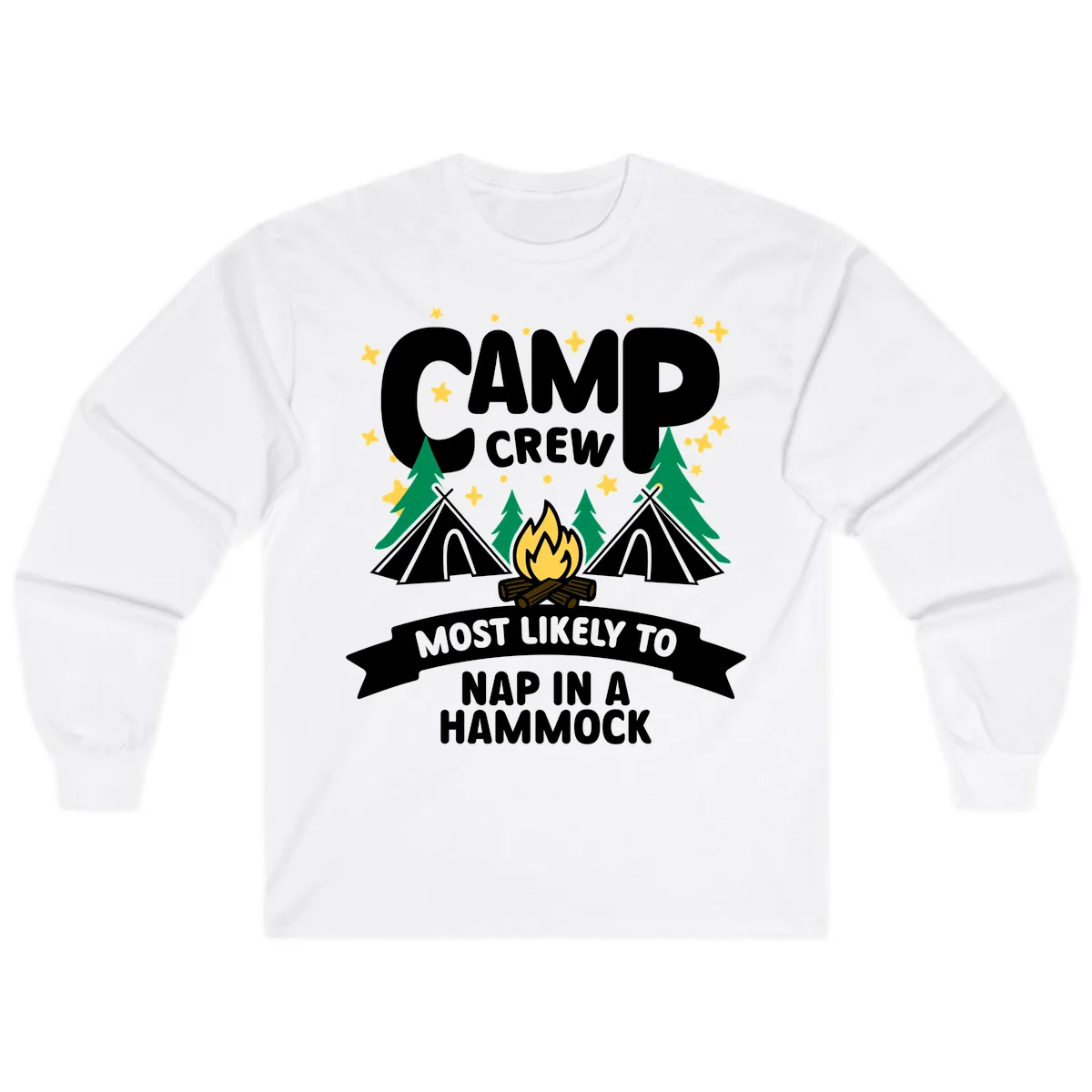 Camp Crew Most Likely To Nap In A Hammock Long Sleeve in White