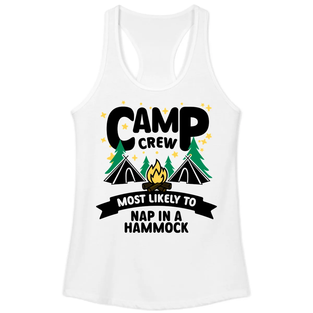 Camp Crew Most Likely To Nap In A Hammock Ladies Tank in White