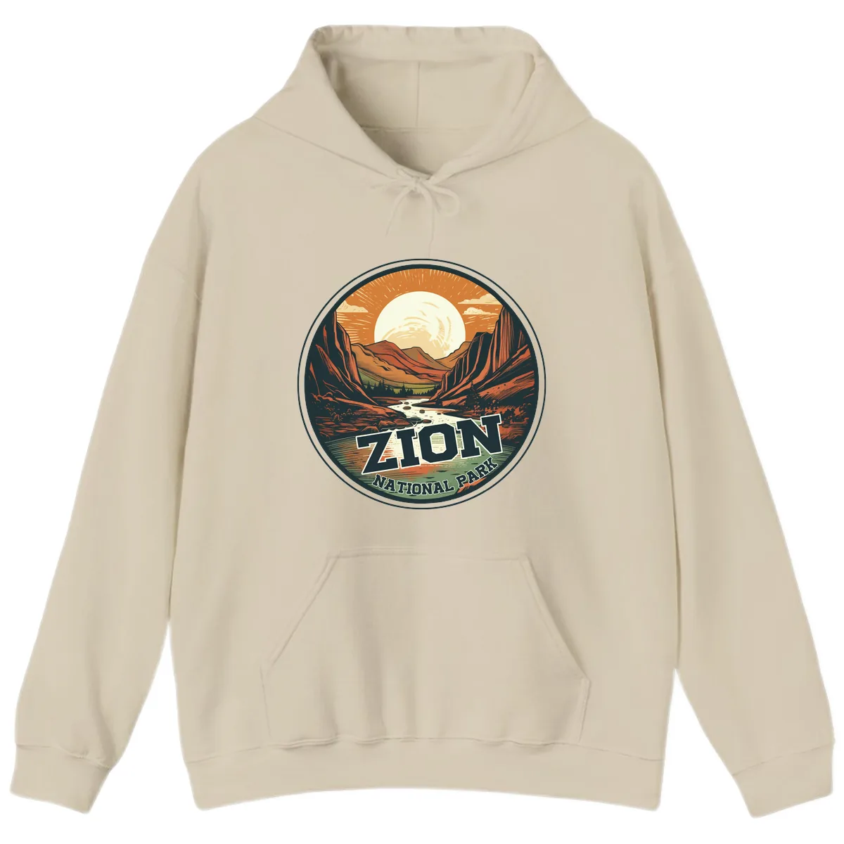 Zion National Park Canyon Moonrise Hoodie in Sand