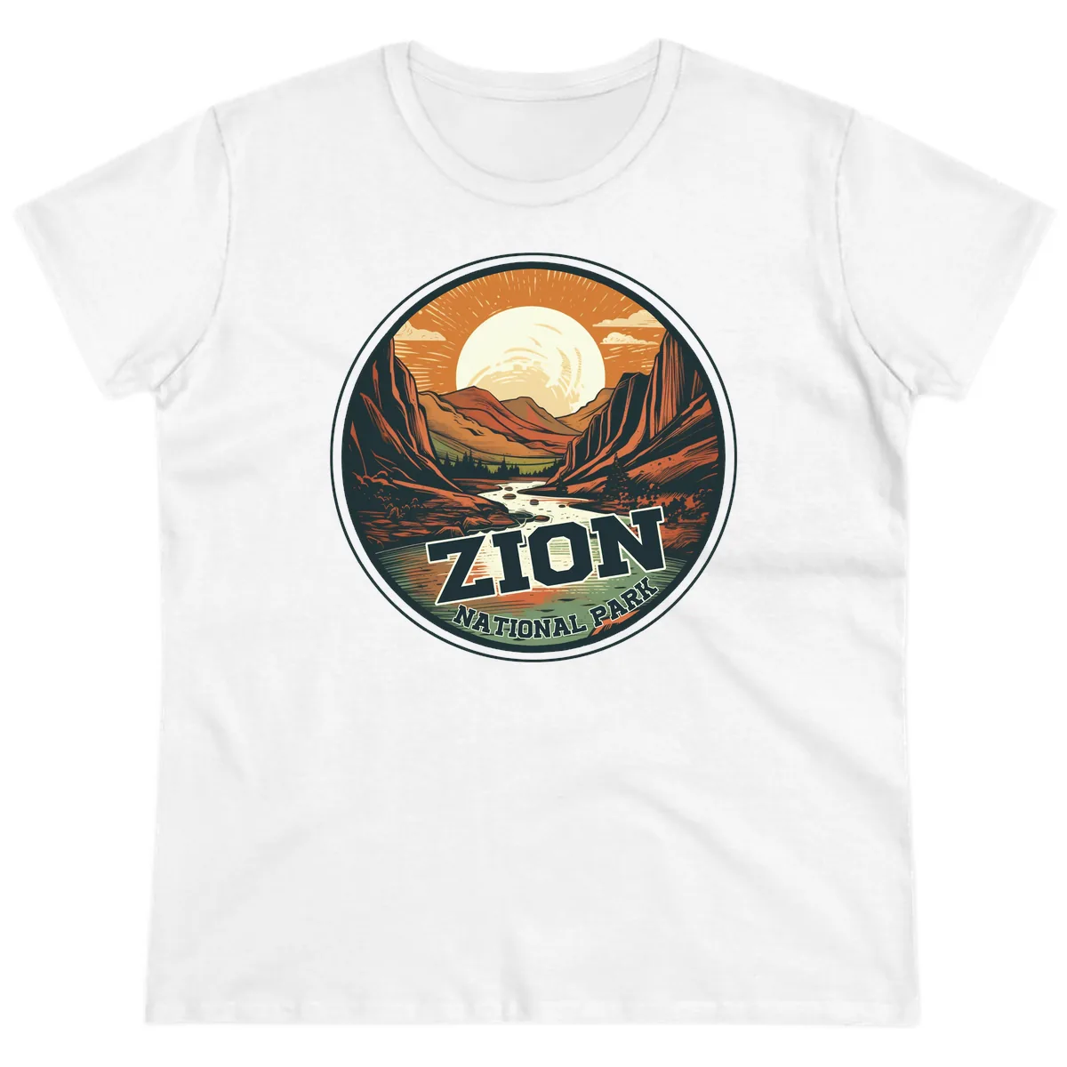 Zion National Park Canyon Moonrise Ladies Tee in White