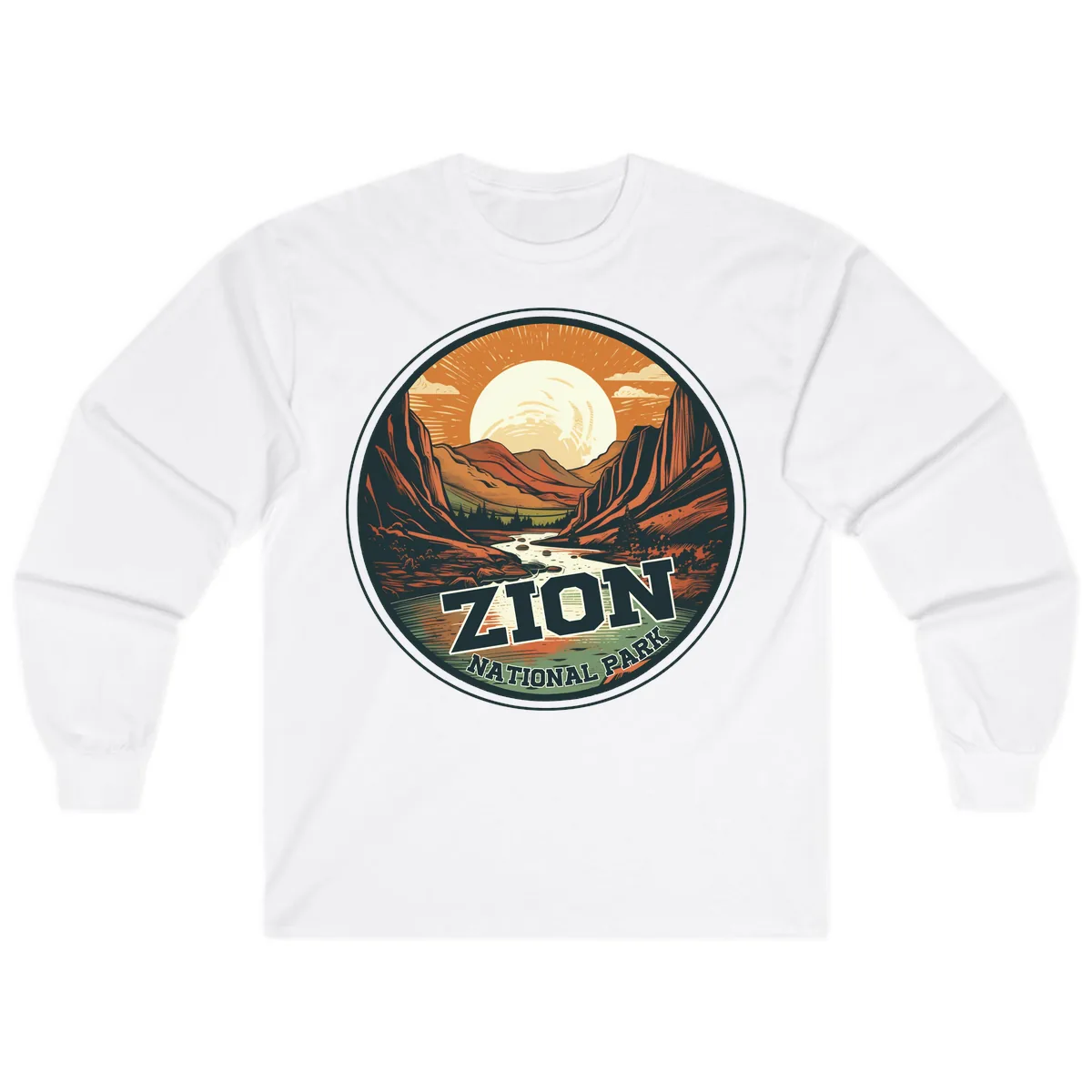 Zion National Park Canyon Moonrise Long Sleeve in White