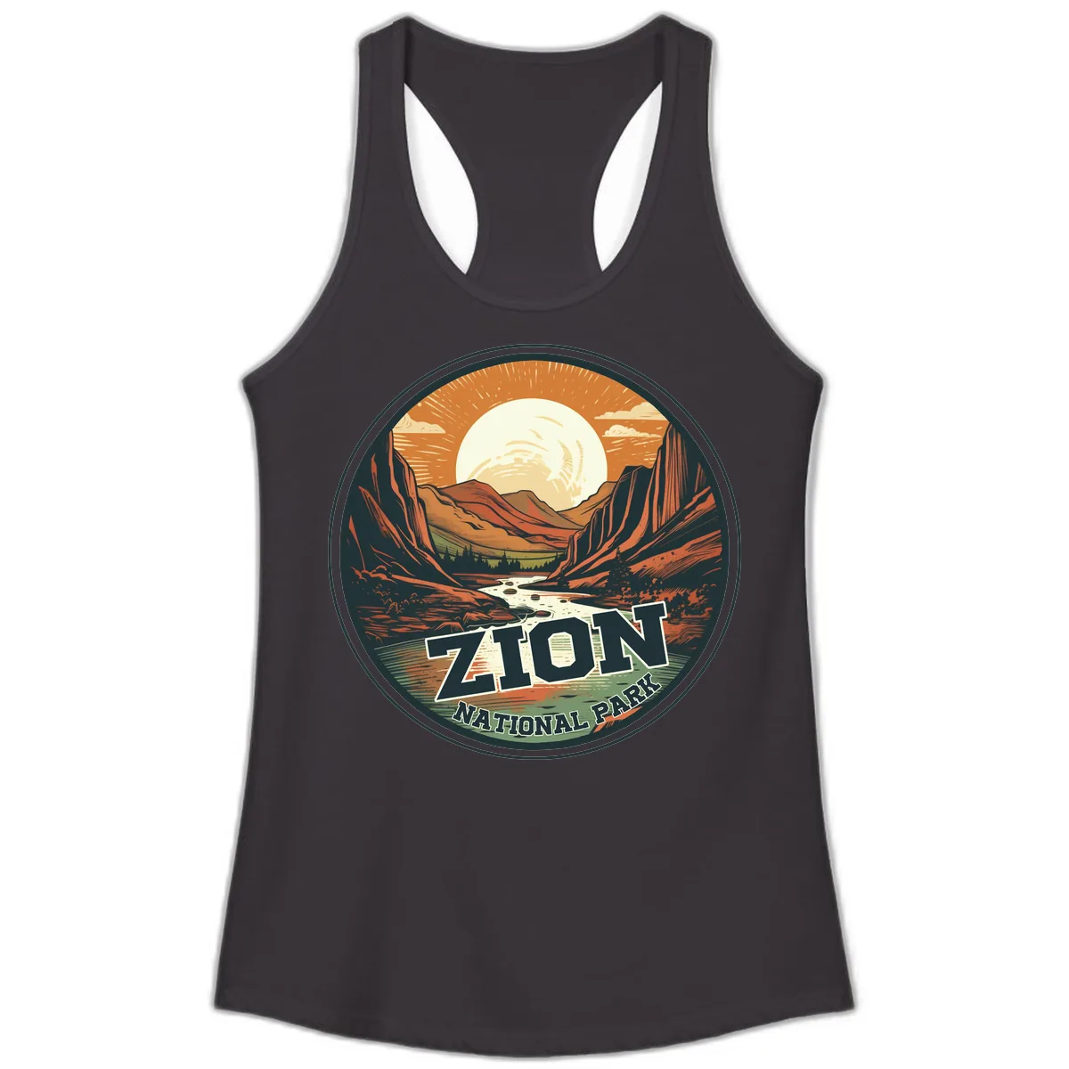 Zion National Park Canyon Moonrise Ladies Tank in Black