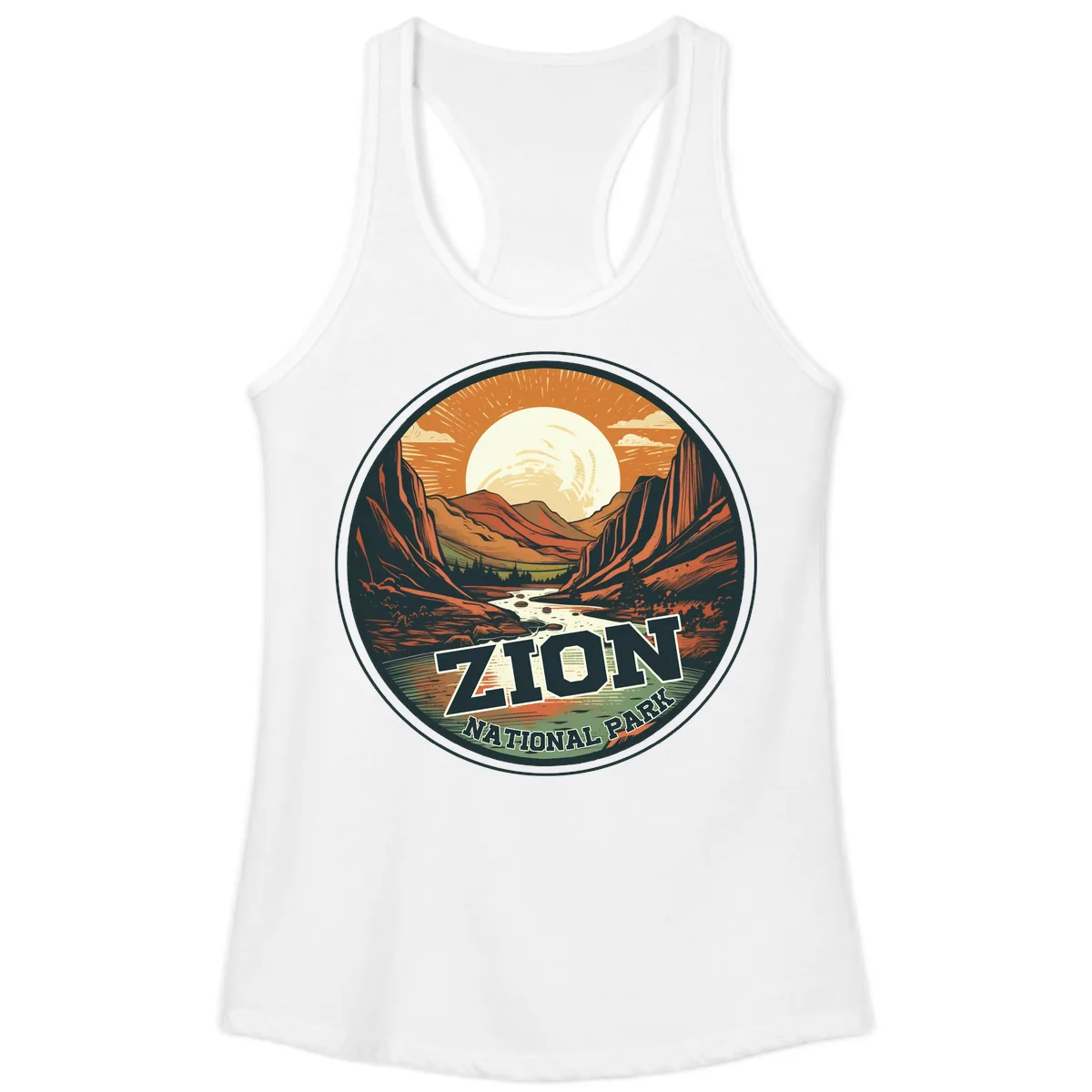 Zion National Park Canyon Moonrise Ladies Tank in White