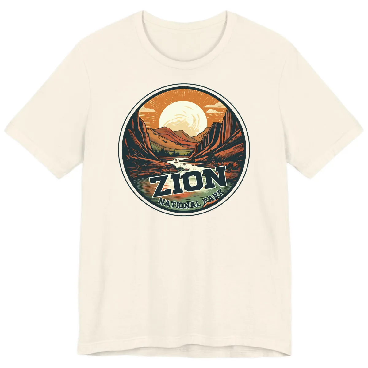 Zion National Park Canyon Moonrise Premium T-Shirt in Natural