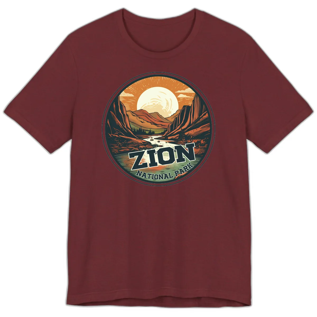 Zion National Park Canyon Moonrise Premium T-Shirt in Heather Cardinal