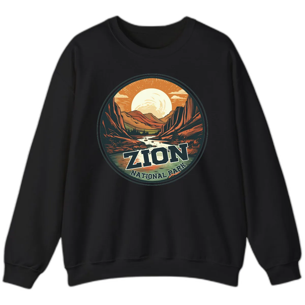 Zion National Park Canyon Moonrise Sweatshirt in Black