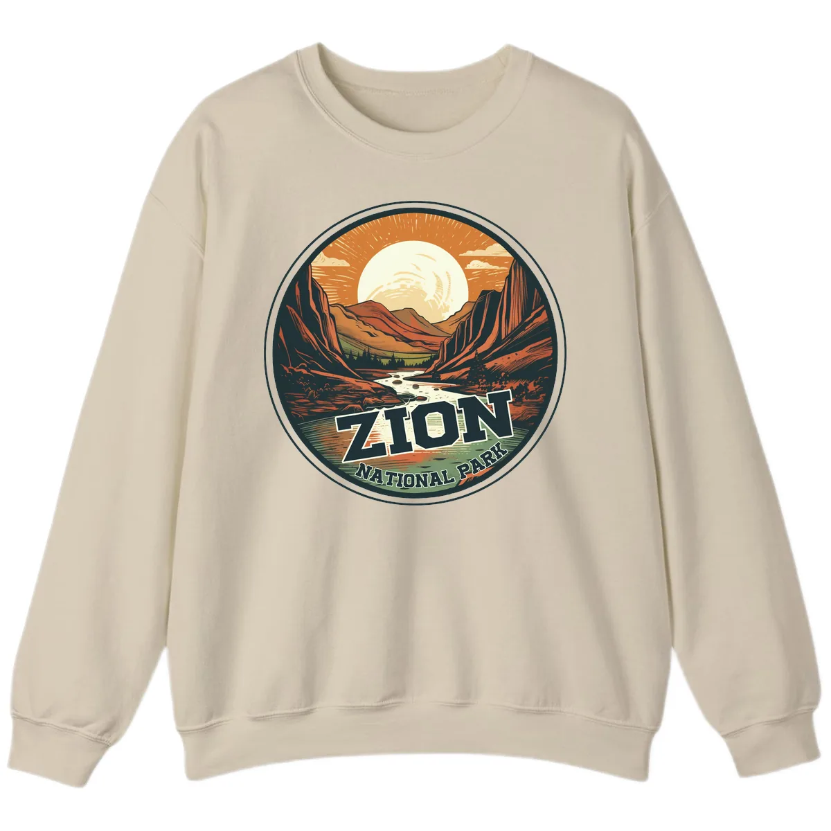Zion National Park Canyon Moonrise Sweatshirt in Sand