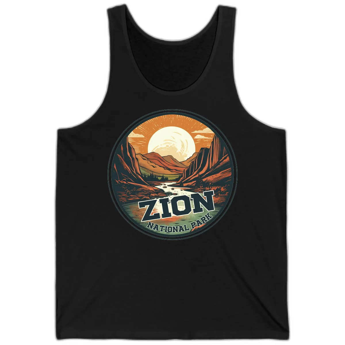 Zion National Park Canyon Moonrise Tank in Black