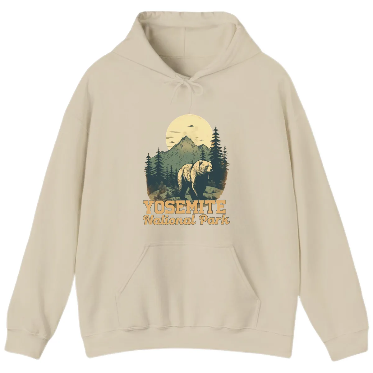 Yosemite Bear Mountain Moon Hoodie in Sand