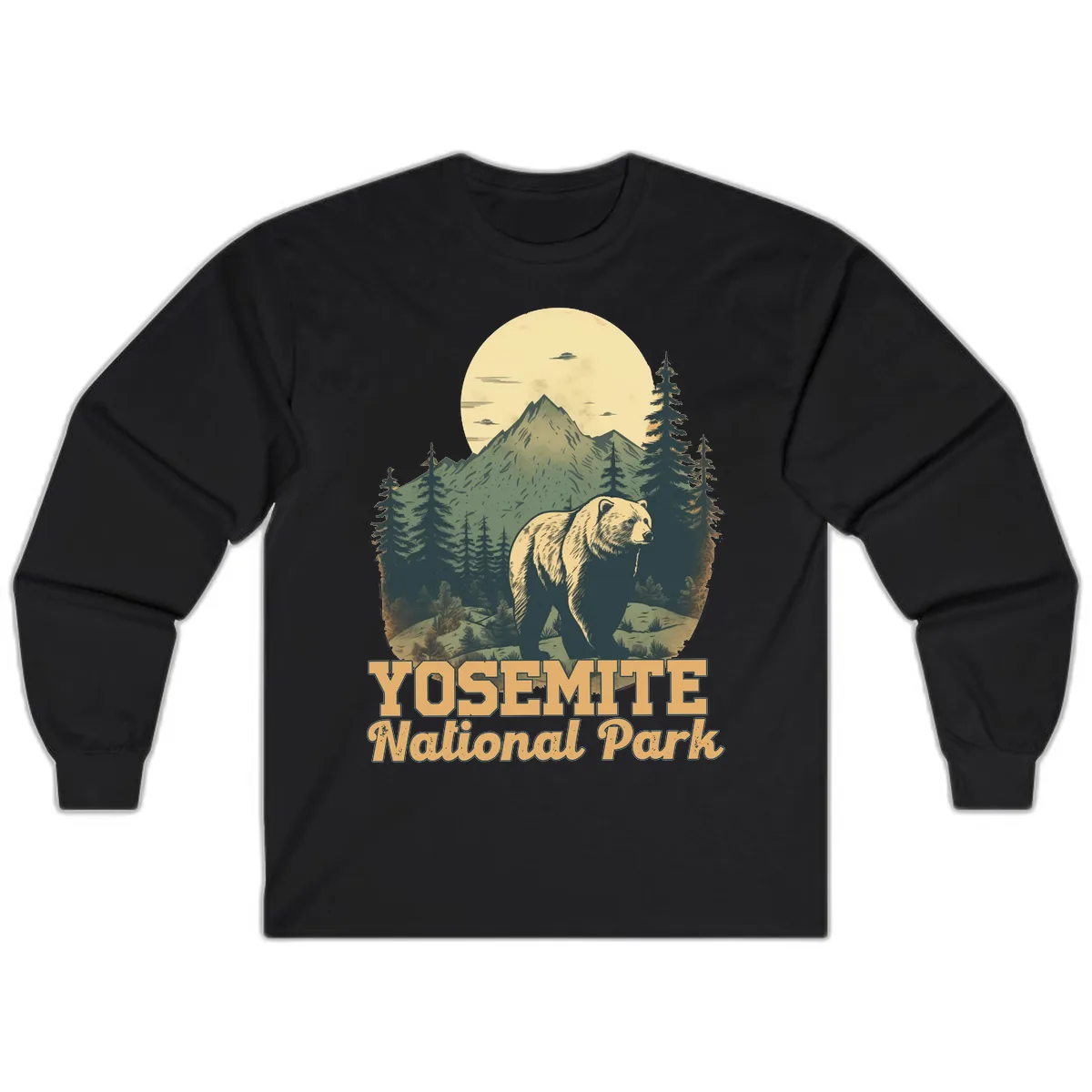 Yosemite Bear Mountain Moon Long Sleeve in Black