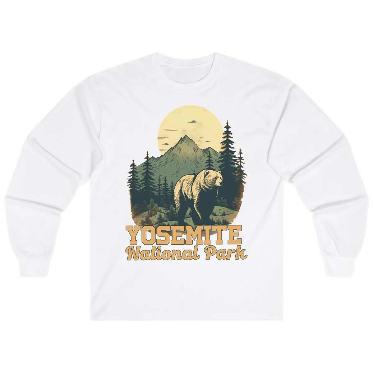 Yosemite Bear Mountain Moon Long Sleeve in White