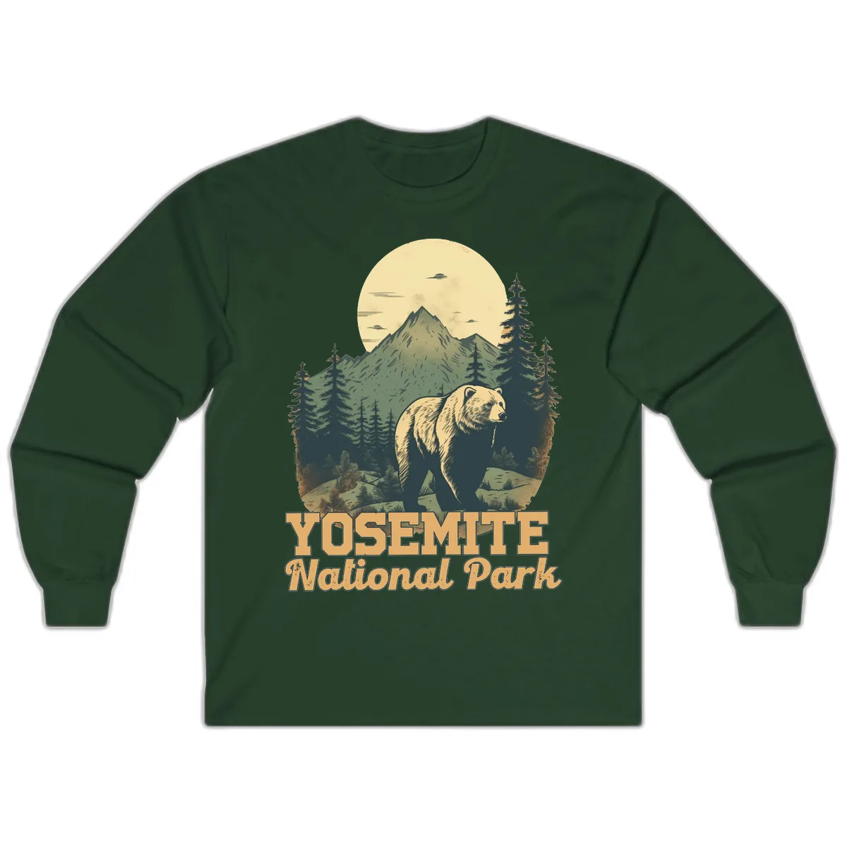 Yosemite Bear Mountain Moon Long Sleeve in Forest Green