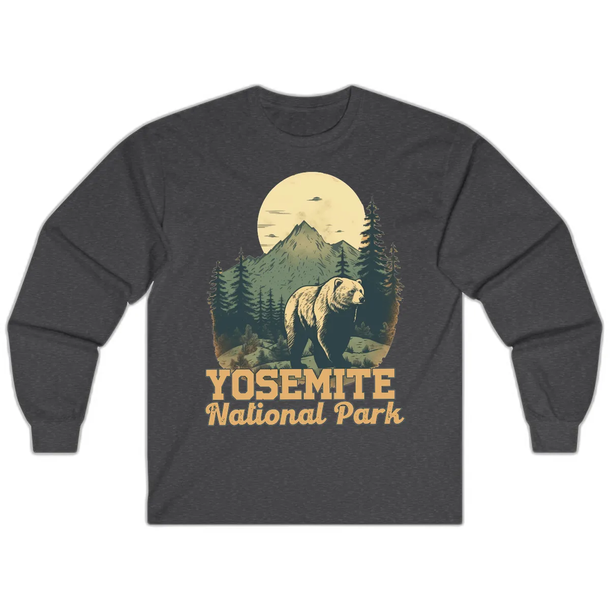Yosemite Bear Mountain Moon Long Sleeve in Dark Heather