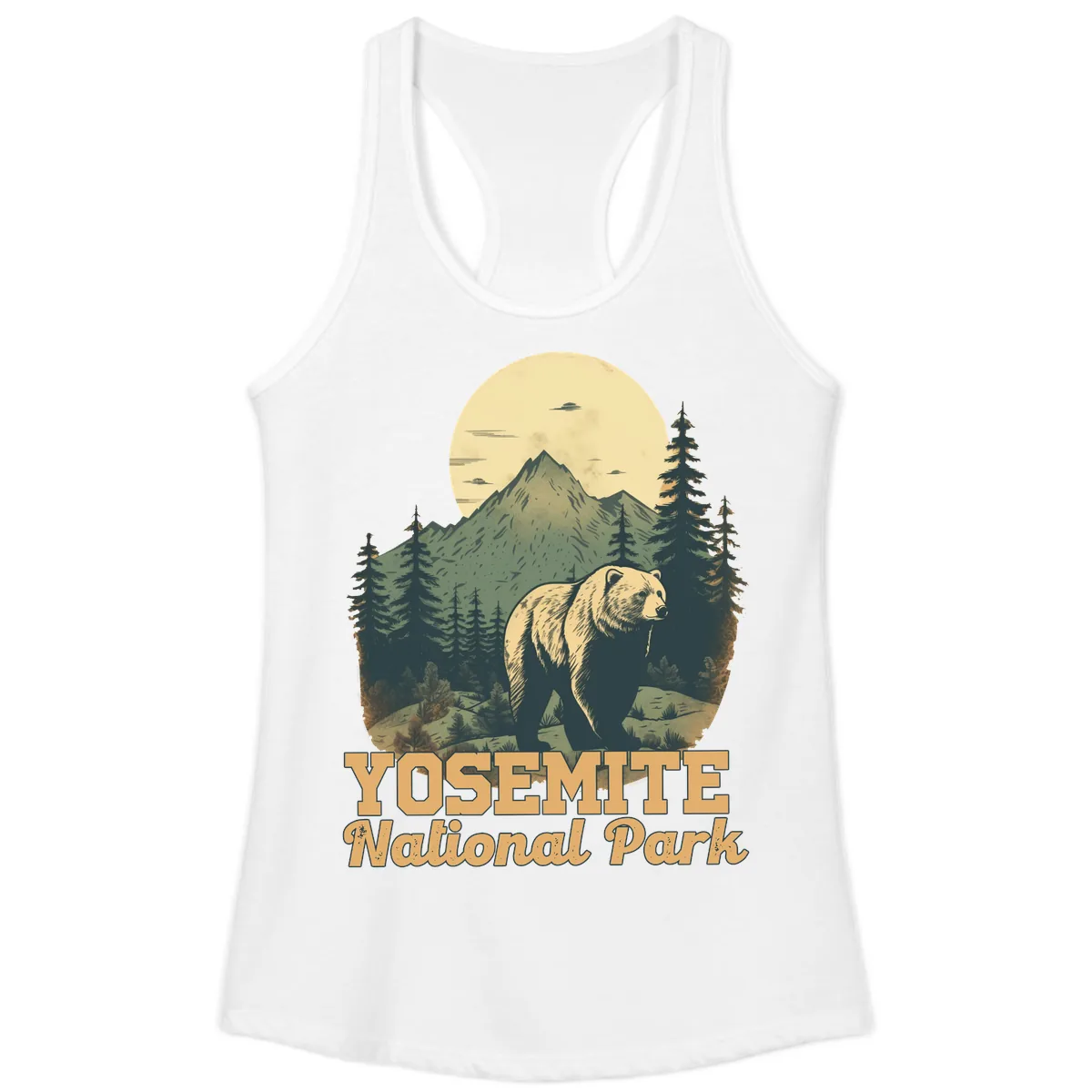 Yosemite Bear Mountain Moon Ladies Tank in White