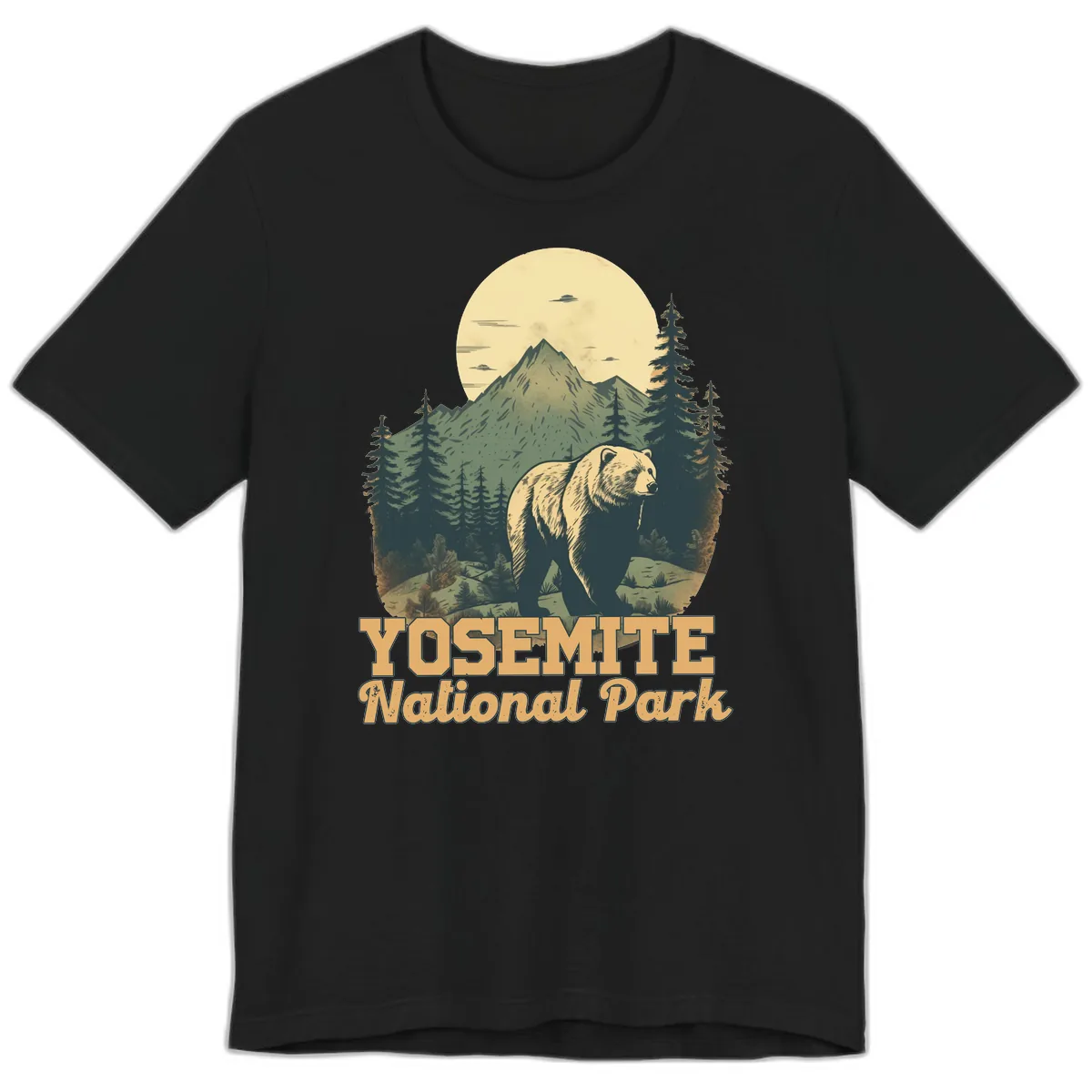 Yosemite Bear Mountain Moon Premium T-Shirt in Black