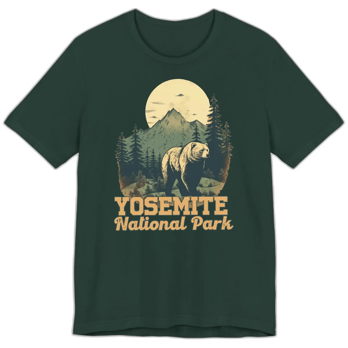 Yosemite Bear Mountain Moon Premium T-Shirt in Forest