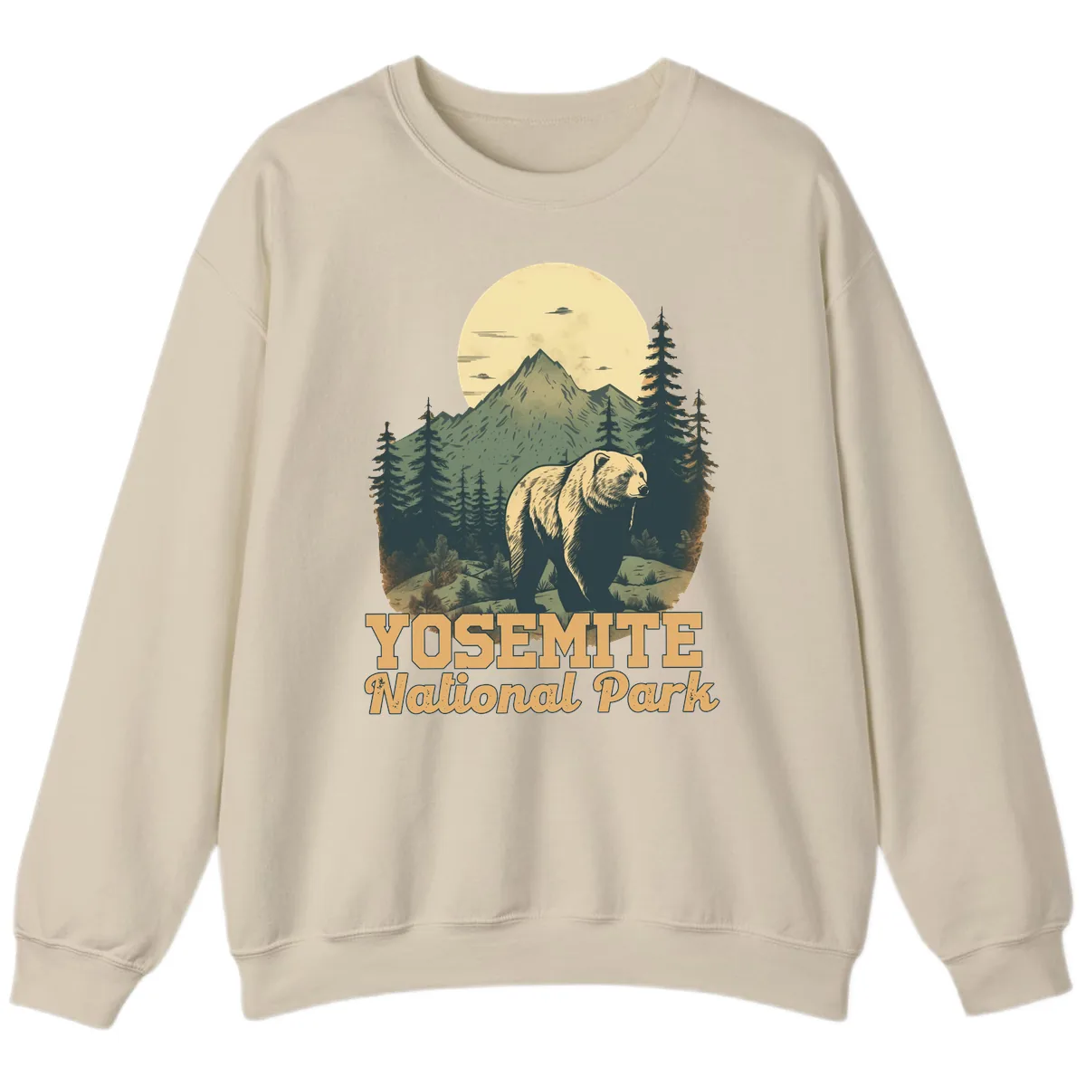 Yosemite Bear Mountain Moon Sweatshirt in Sand
