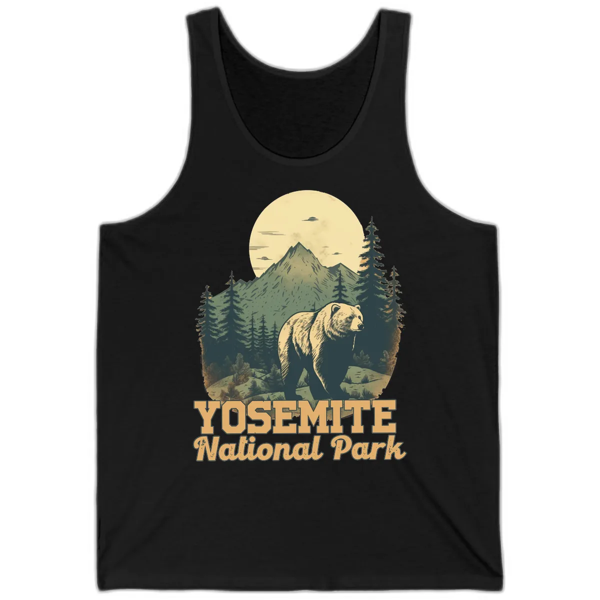 Yosemite Bear Mountain Moon Tank in Black