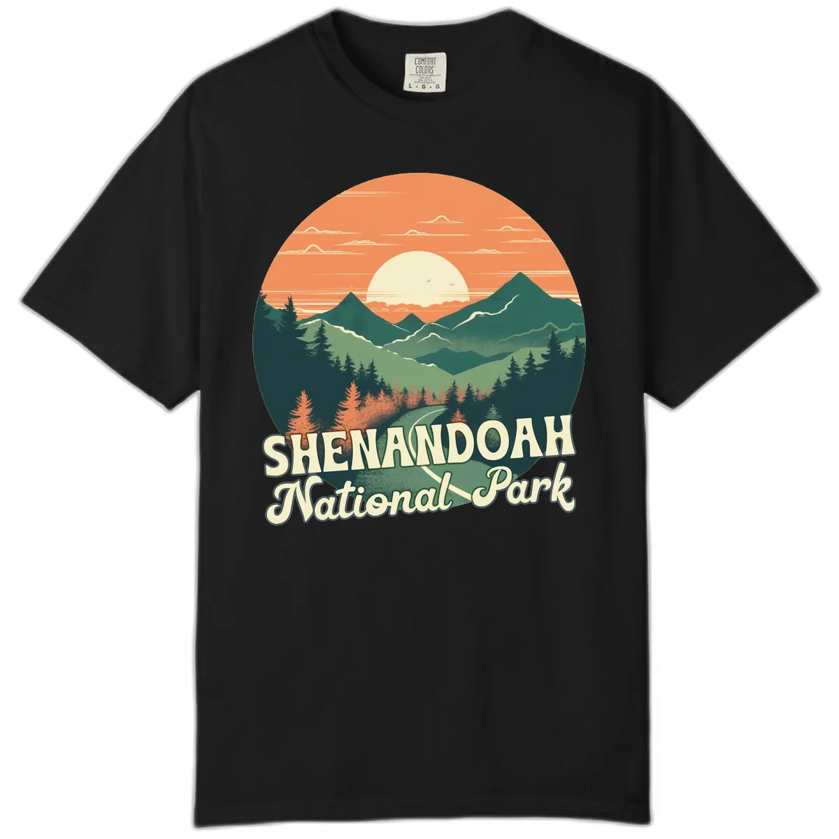 Shenandoah National Park Sunset Comfort Color in Black