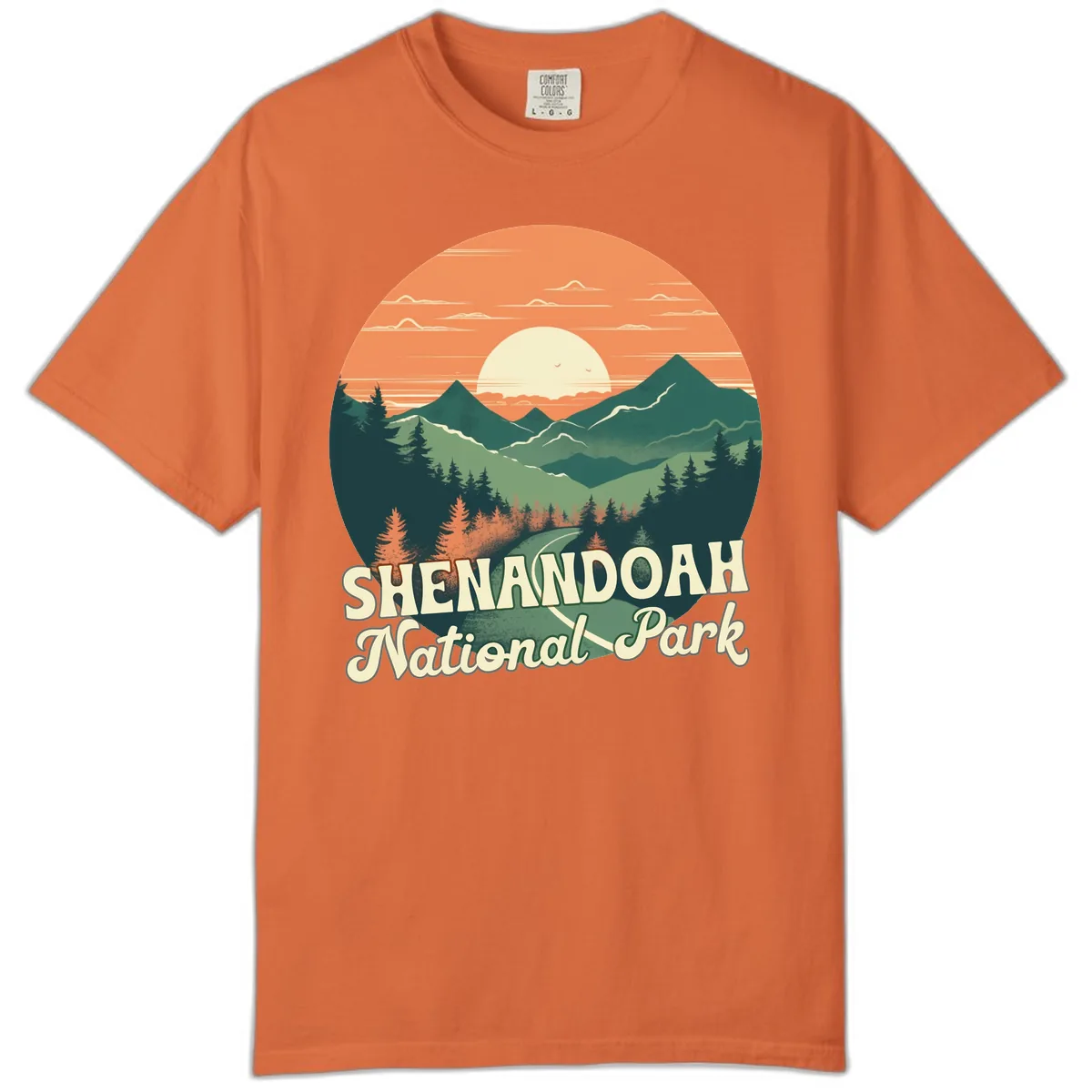 Shenandoah National Park Sunset Comfort Color in Burnt Orange