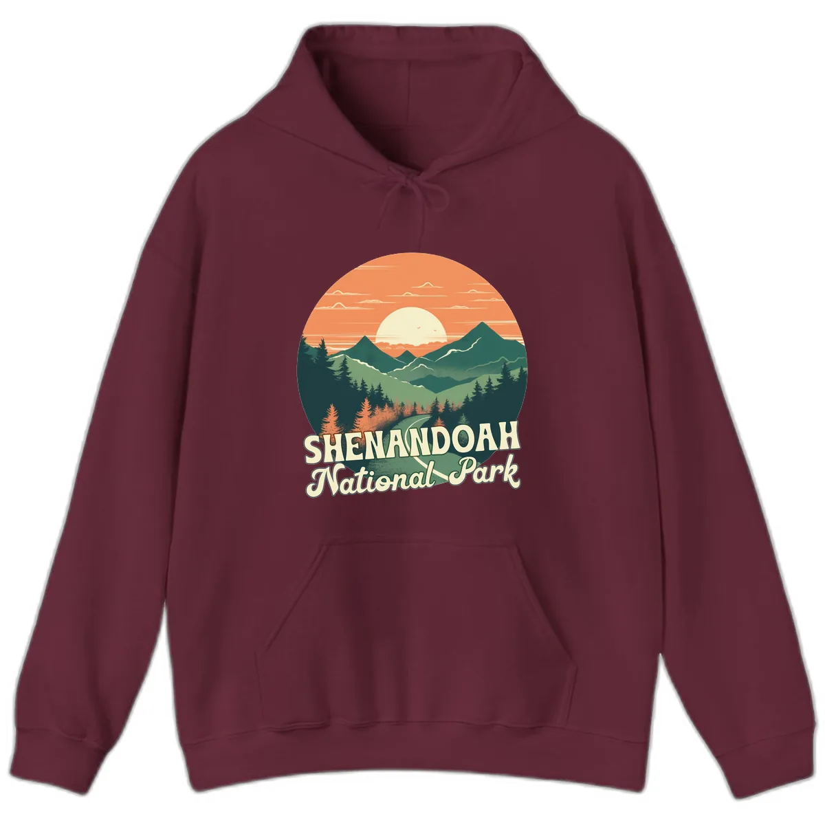 Shenandoah National Park Sunset Hoodie in Maroon