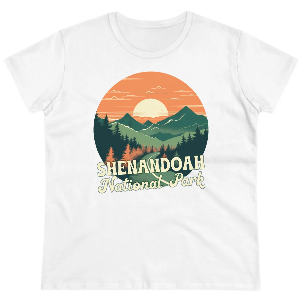 Shenandoah National Park Sunset Ladies Tee in White