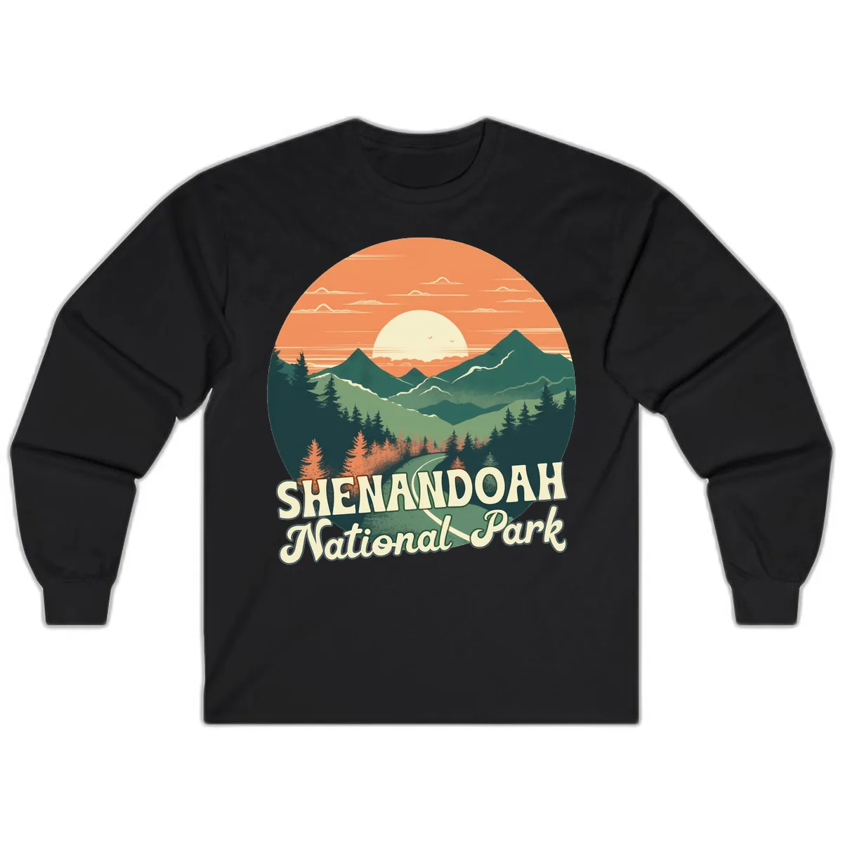 Shenandoah National Park Sunset Long Sleeve in Black