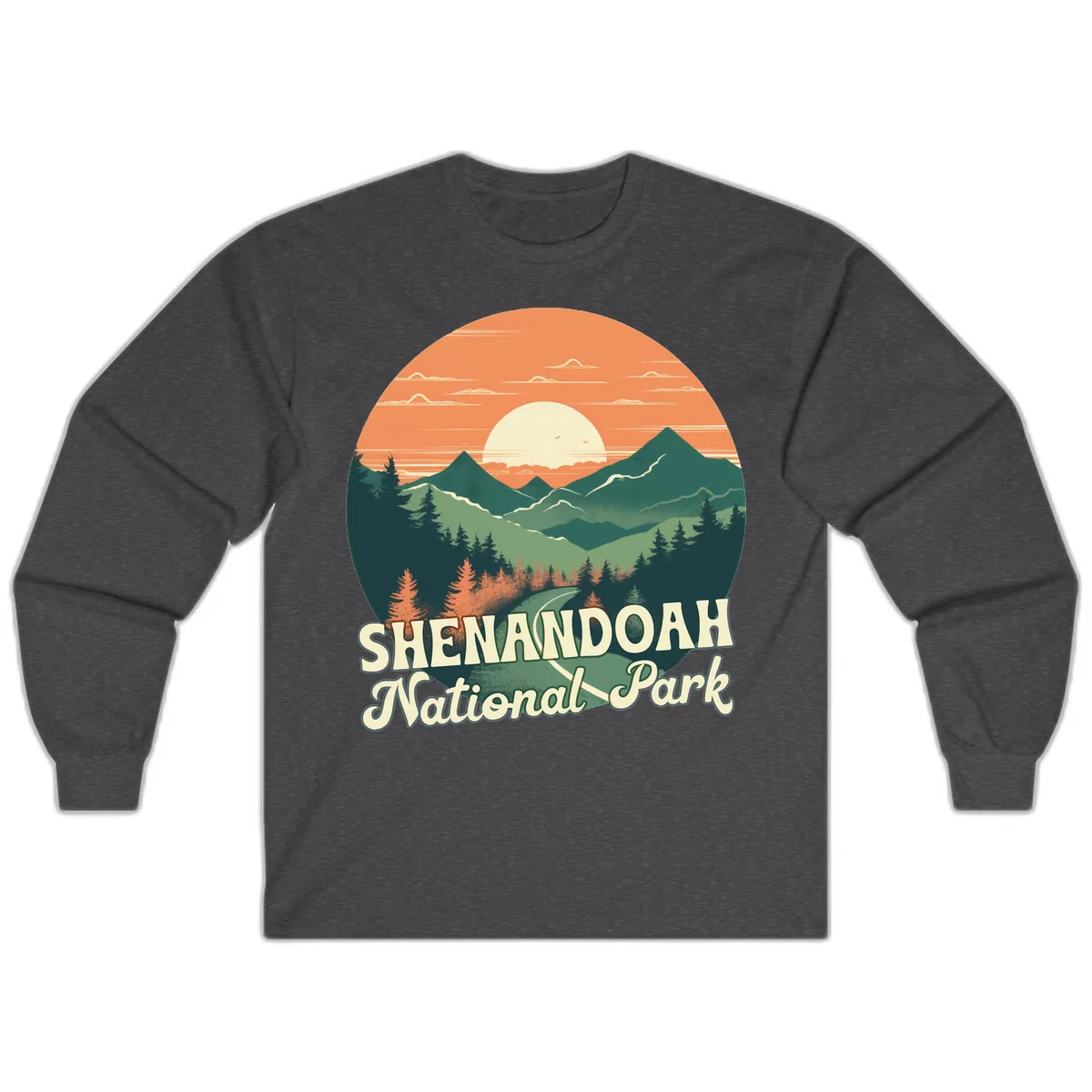Shenandoah National Park Sunset Long Sleeve in Dark Heather