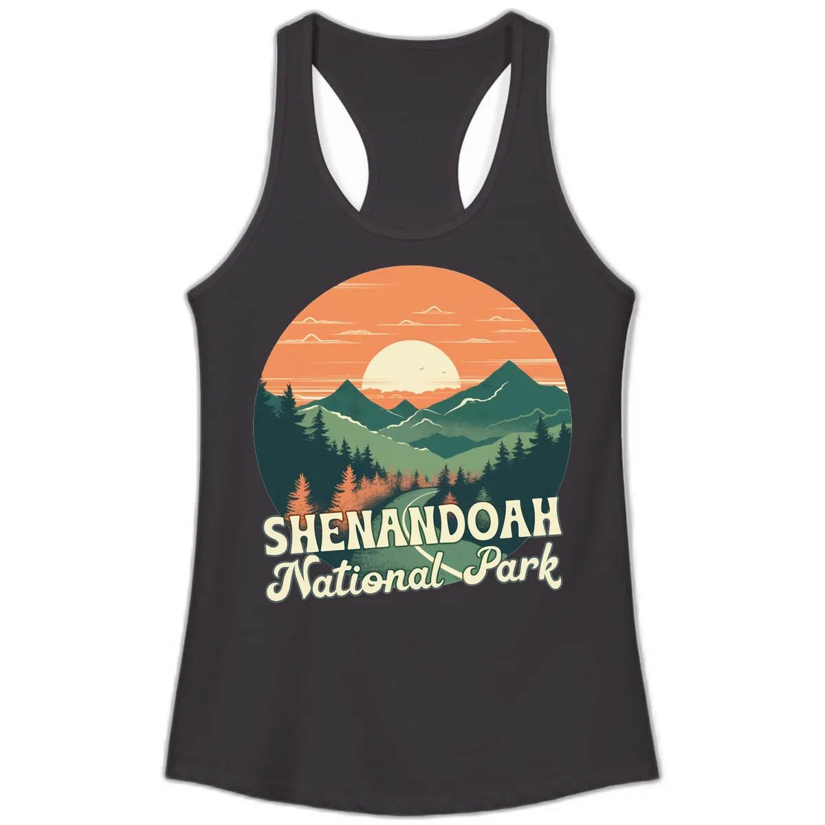 Shenandoah National Park Sunset Ladies Tank in Black