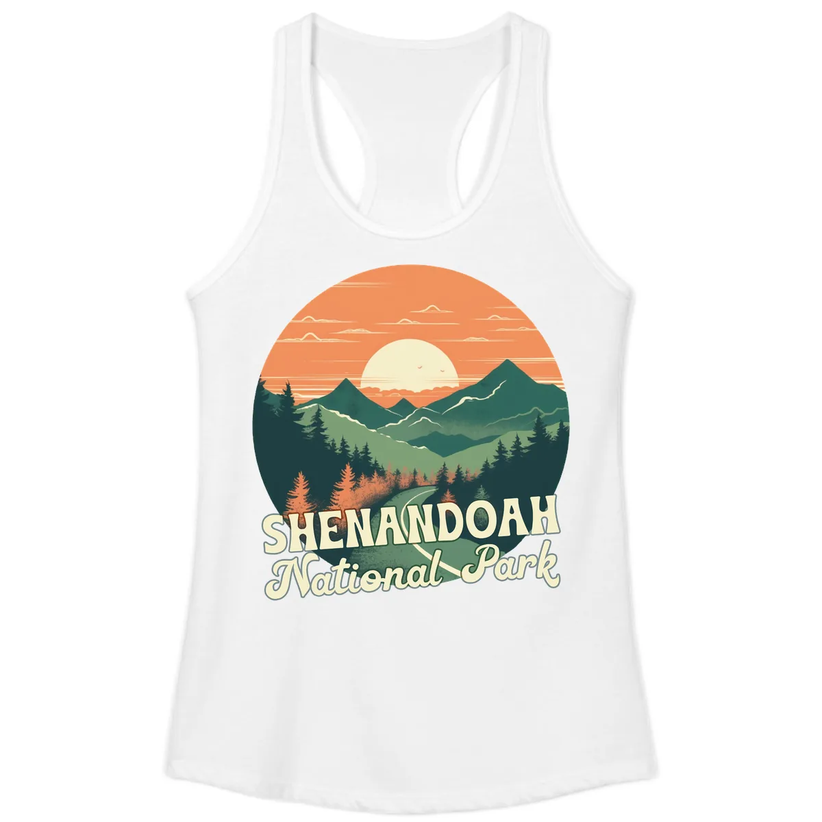 Shenandoah National Park Sunset Ladies Tank in White