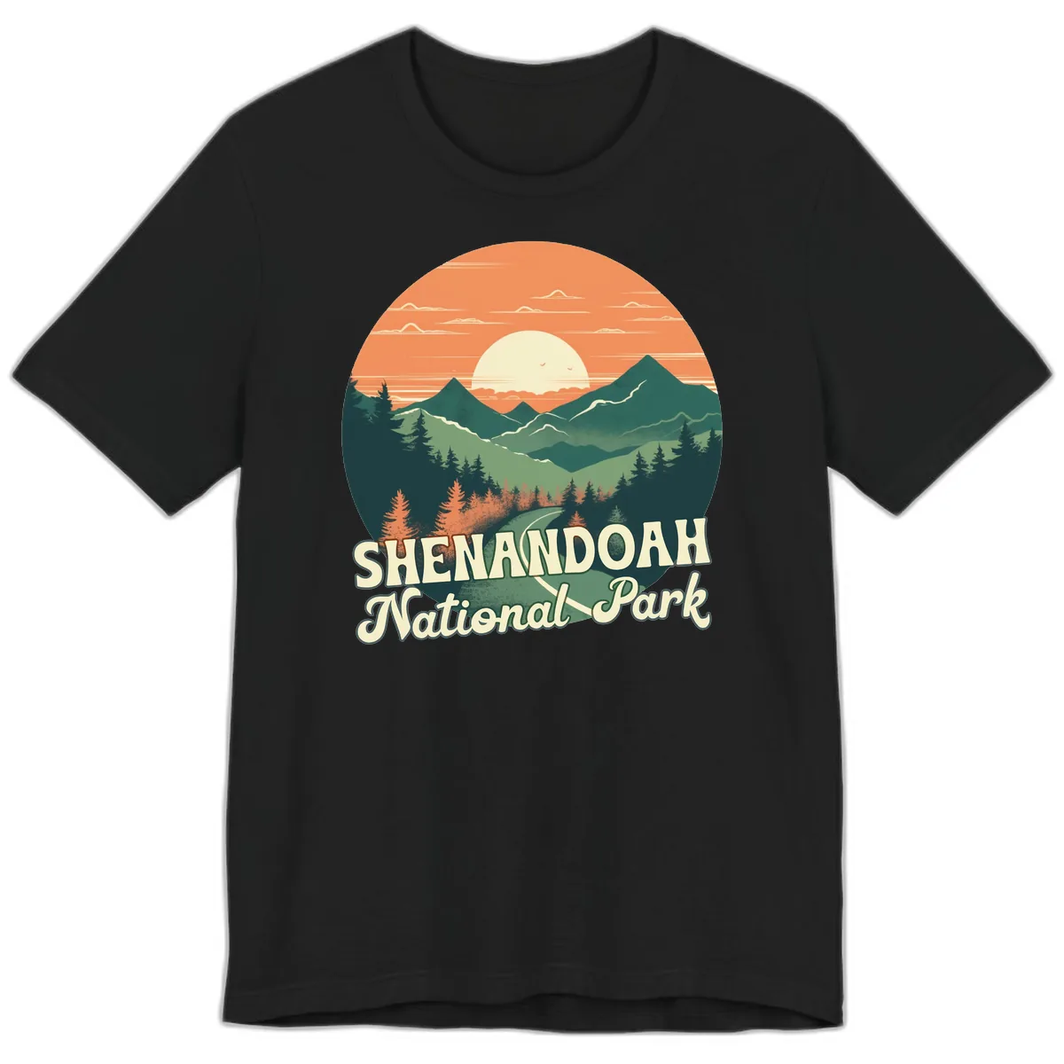 Shenandoah National Park Sunset Premium T-Shirt in Black