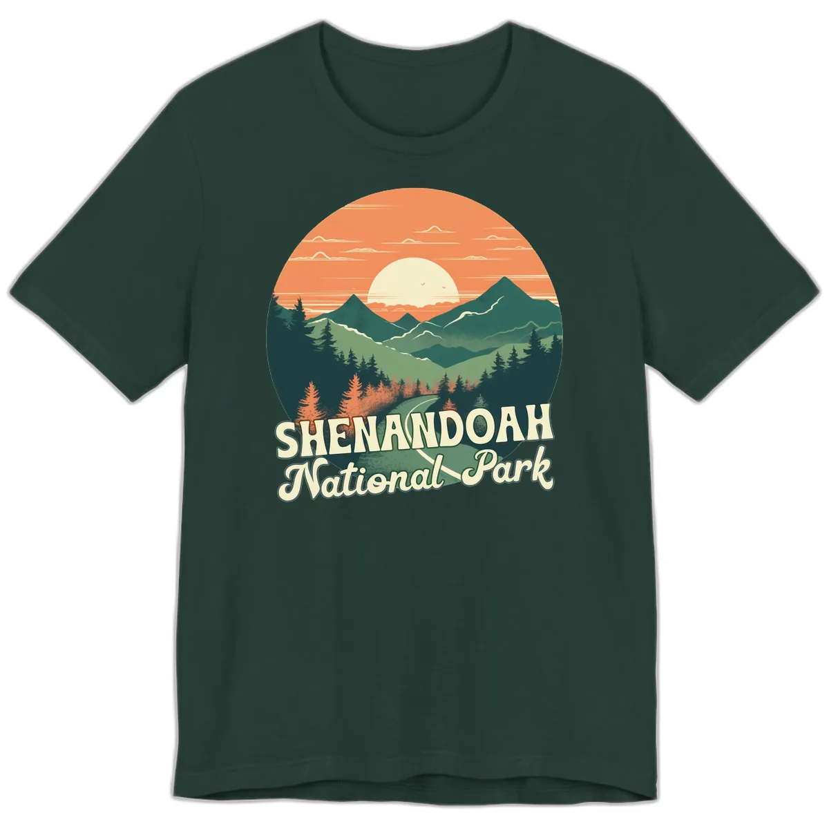 Shenandoah National Park Sunset Premium T-Shirt in Forest