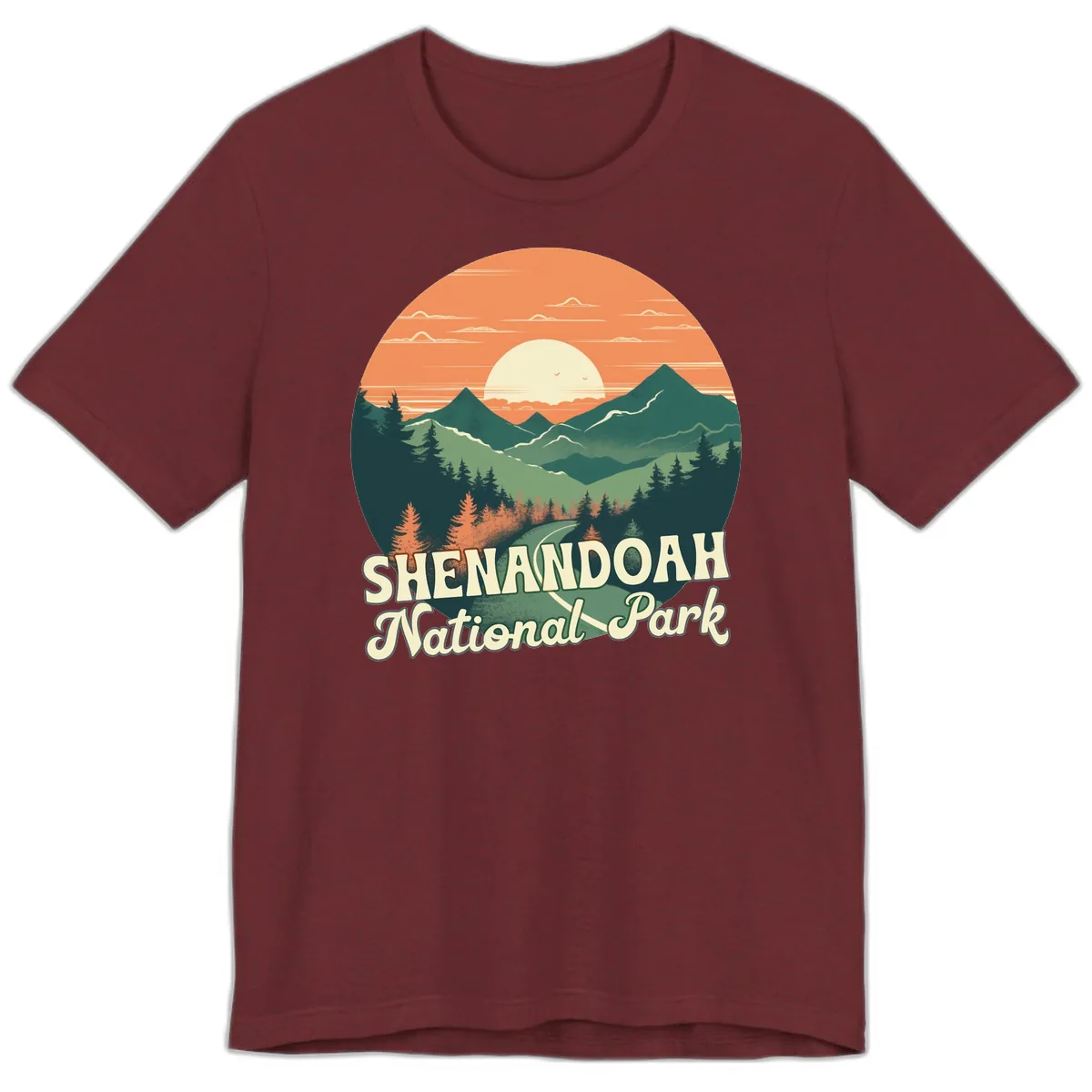 Shenandoah National Park Sunset Premium T-Shirt in Heather Cardinal