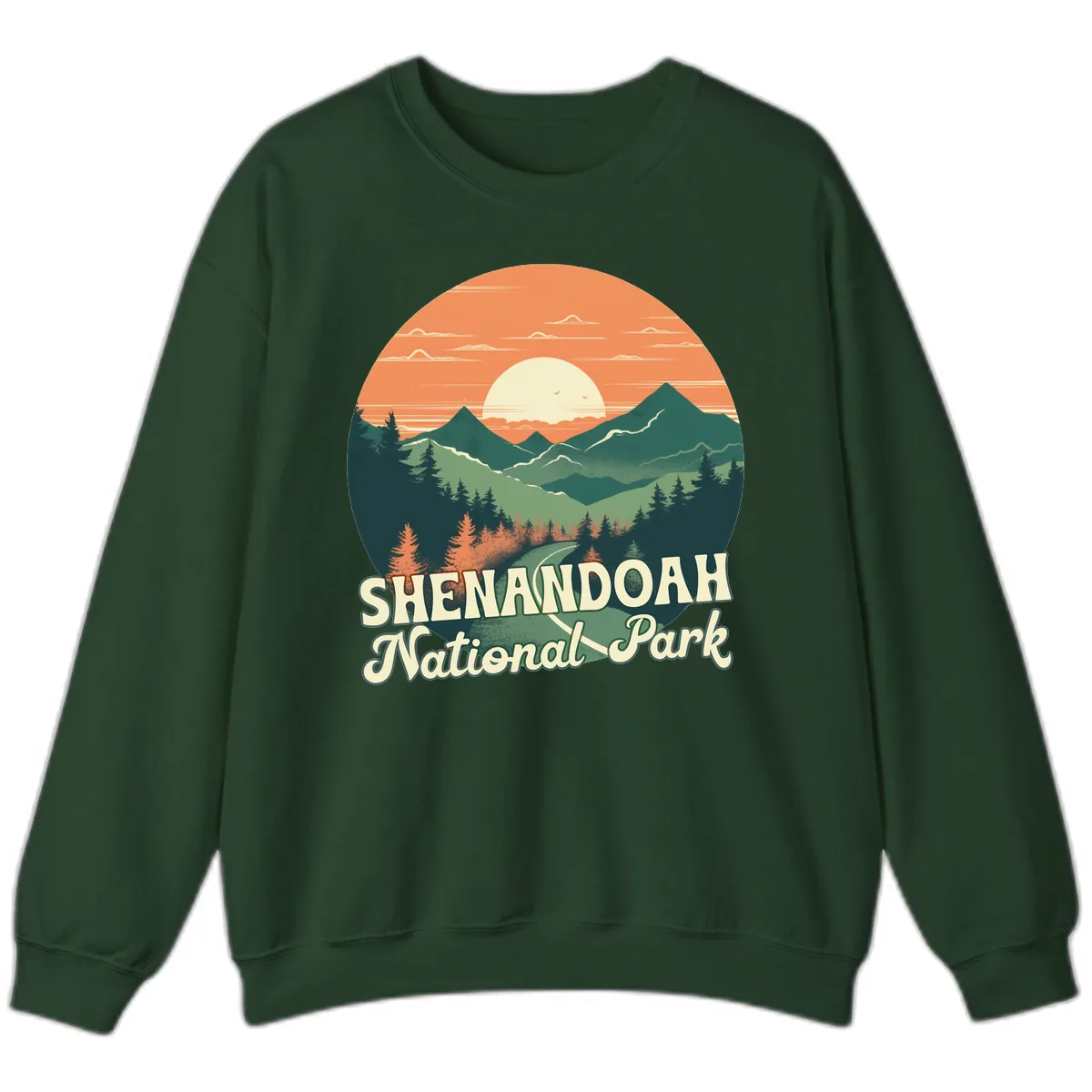 Shenandoah National Park Sunset Sweatshirt in Forest Green