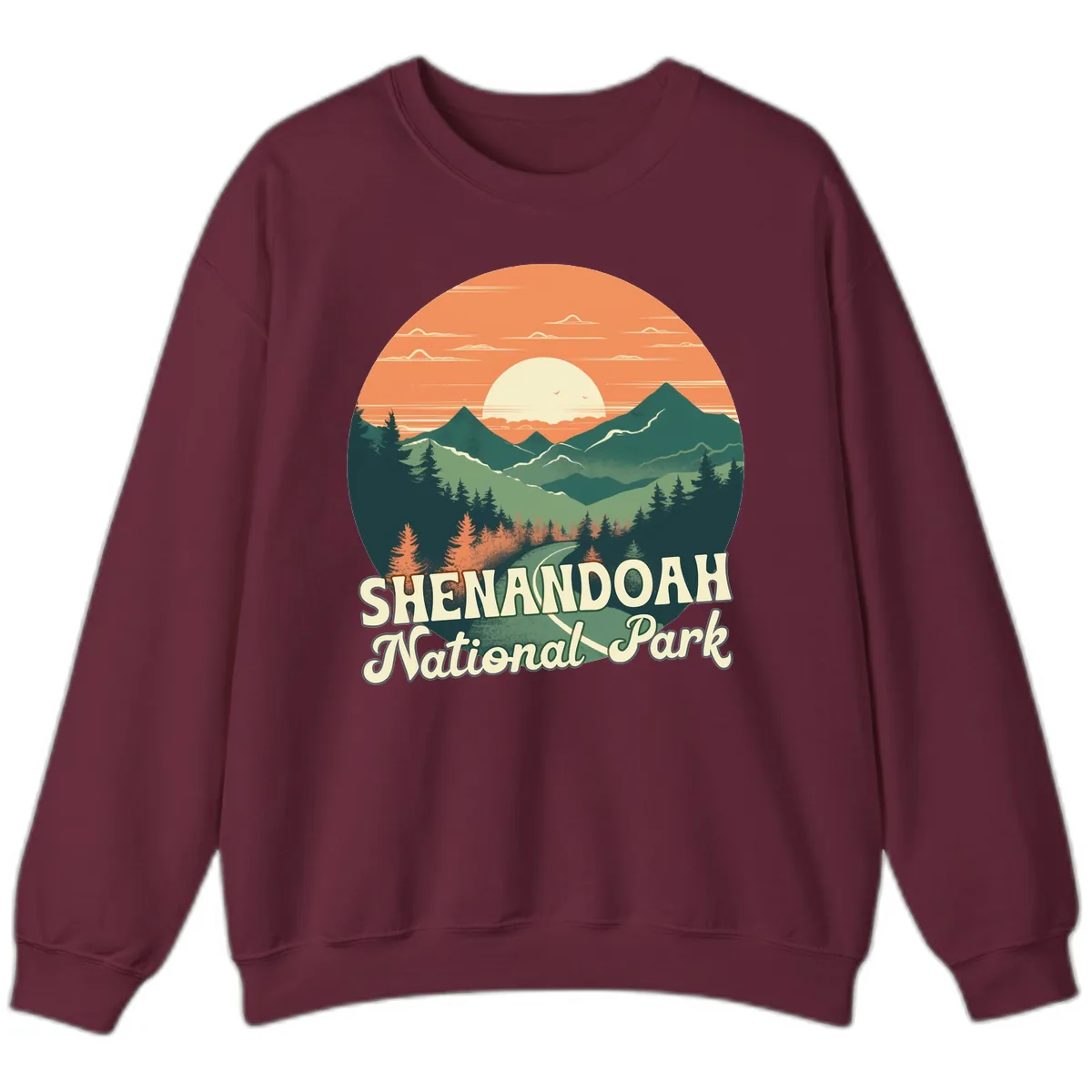 Shenandoah National Park Sunset Sweatshirt in Maroon