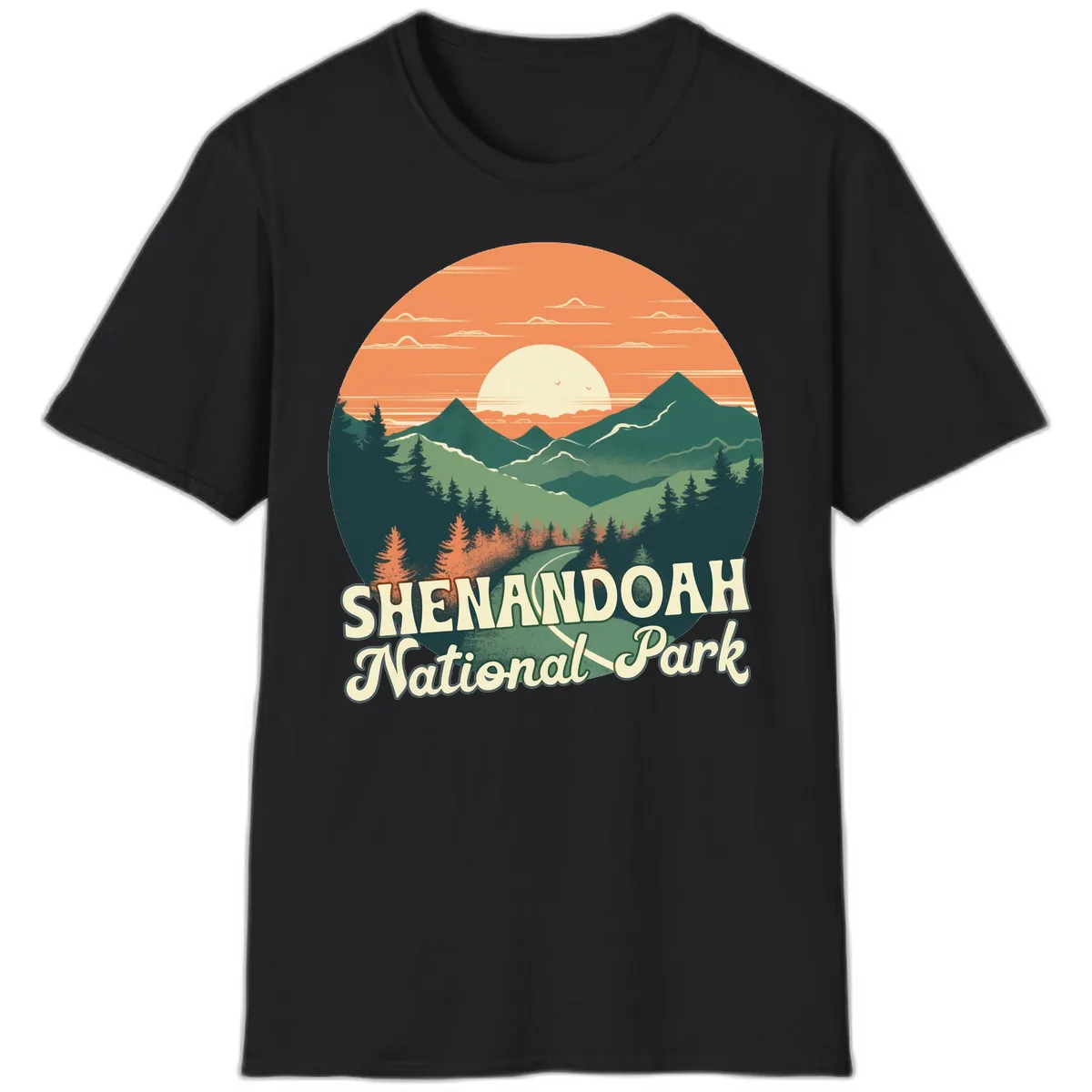 Shenandoah National Park Sunset T-Shirt in Black