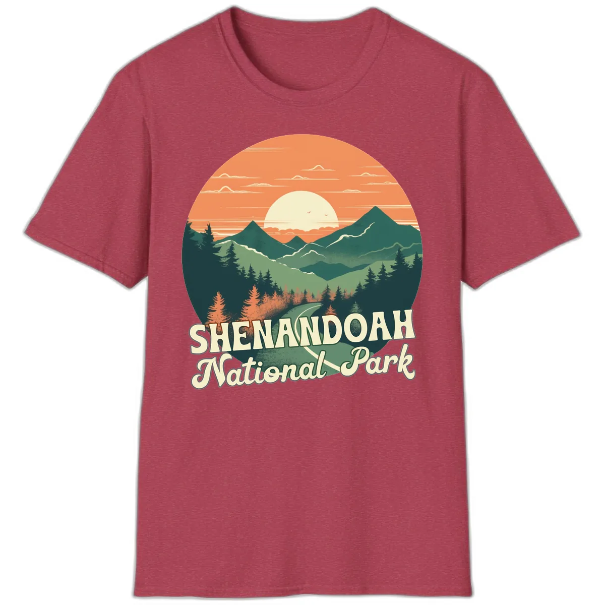 Shenandoah National Park Sunset T-Shirt in Heather Cardinal