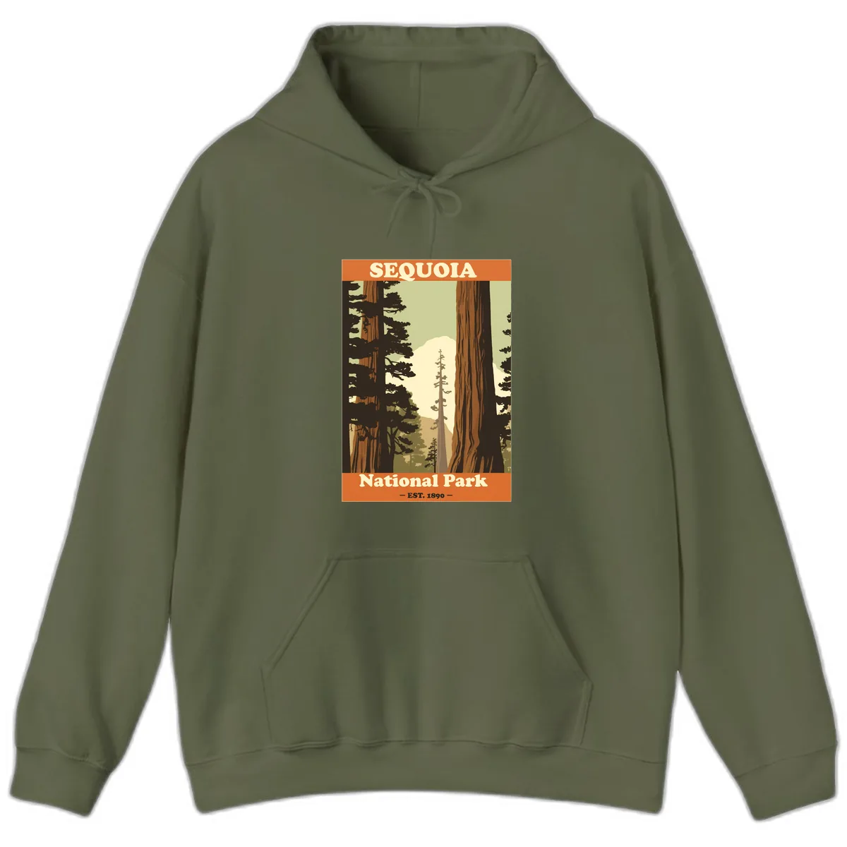 Sequoia National Park Forest Vista Hoodie in Military Green
