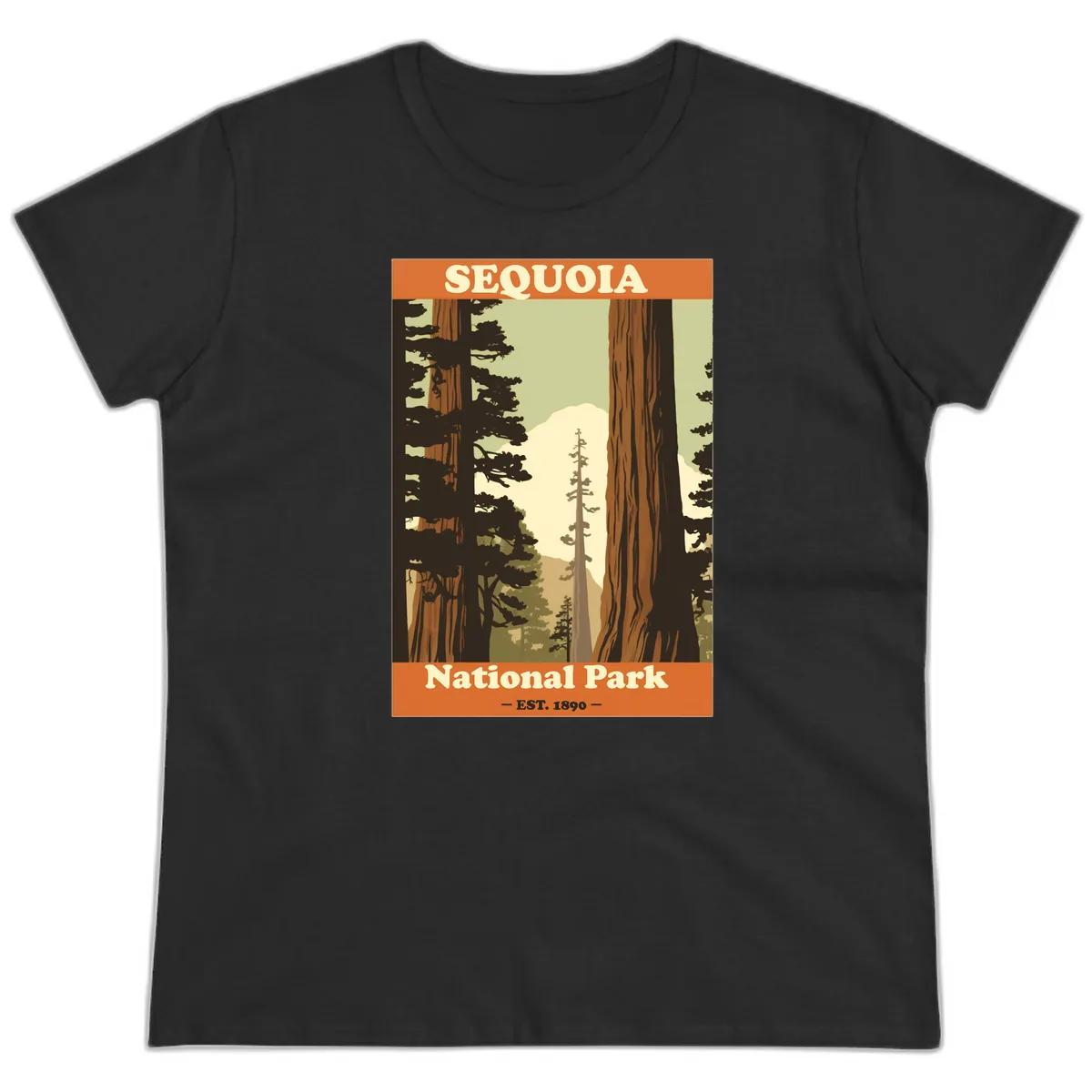 Sequoia National Park Forest Vista Ladies Tee in Black
