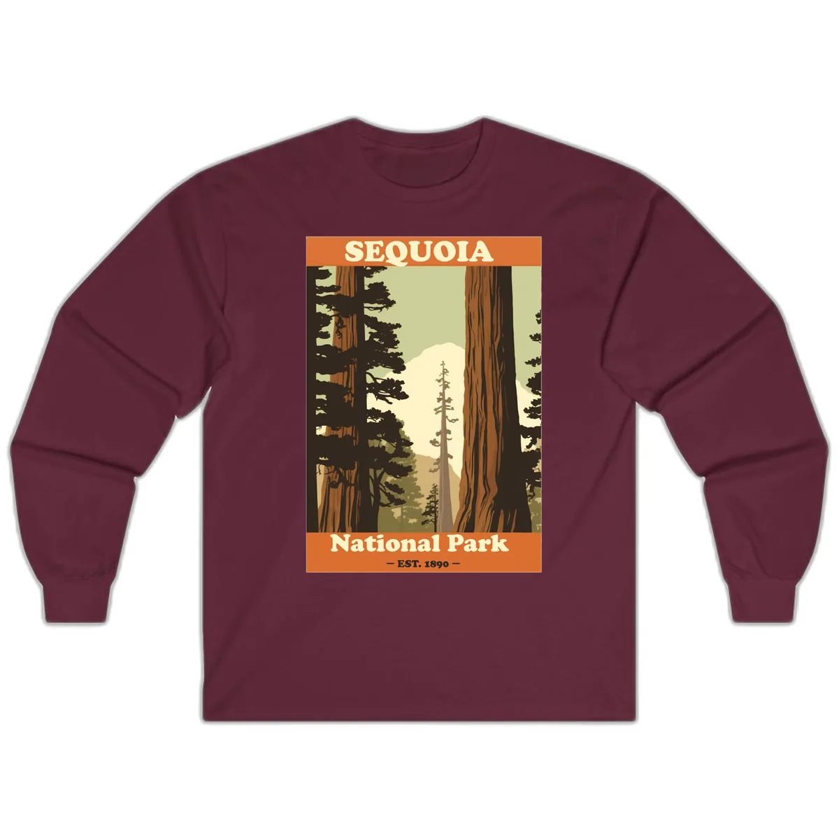 Sequoia National Park Forest Vista Long Sleeve in Maroon