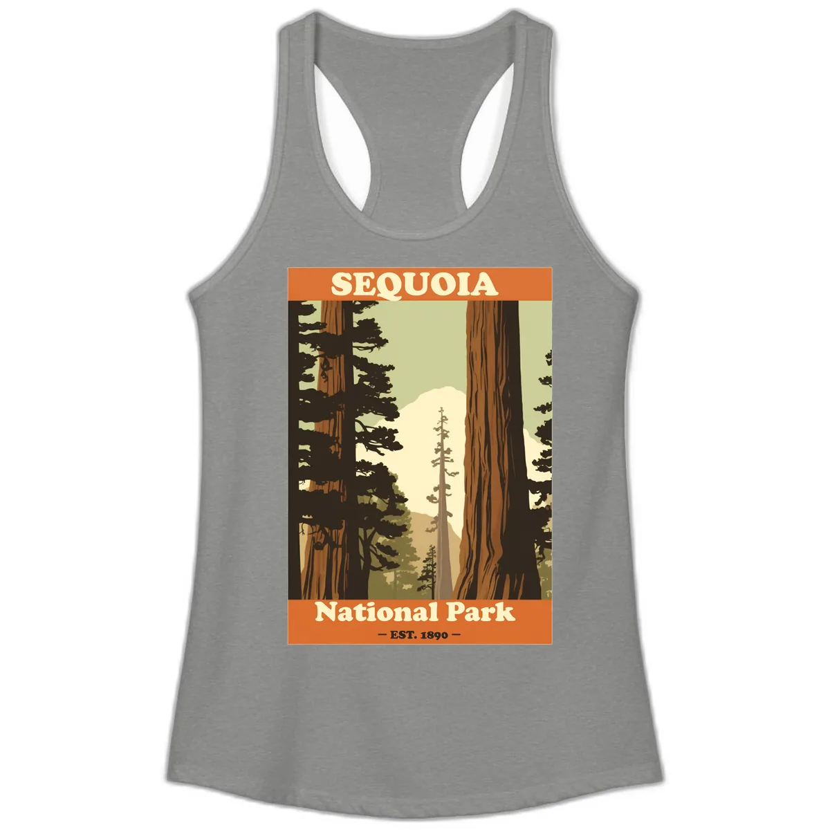 Sequoia National Park Forest Vista Ladies Tank in Heather Grey