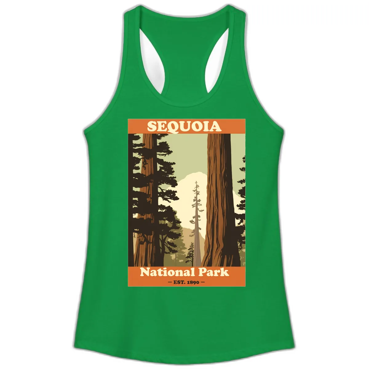 Sequoia National Park Forest Vista Ladies Tank in Solid Kelly Green