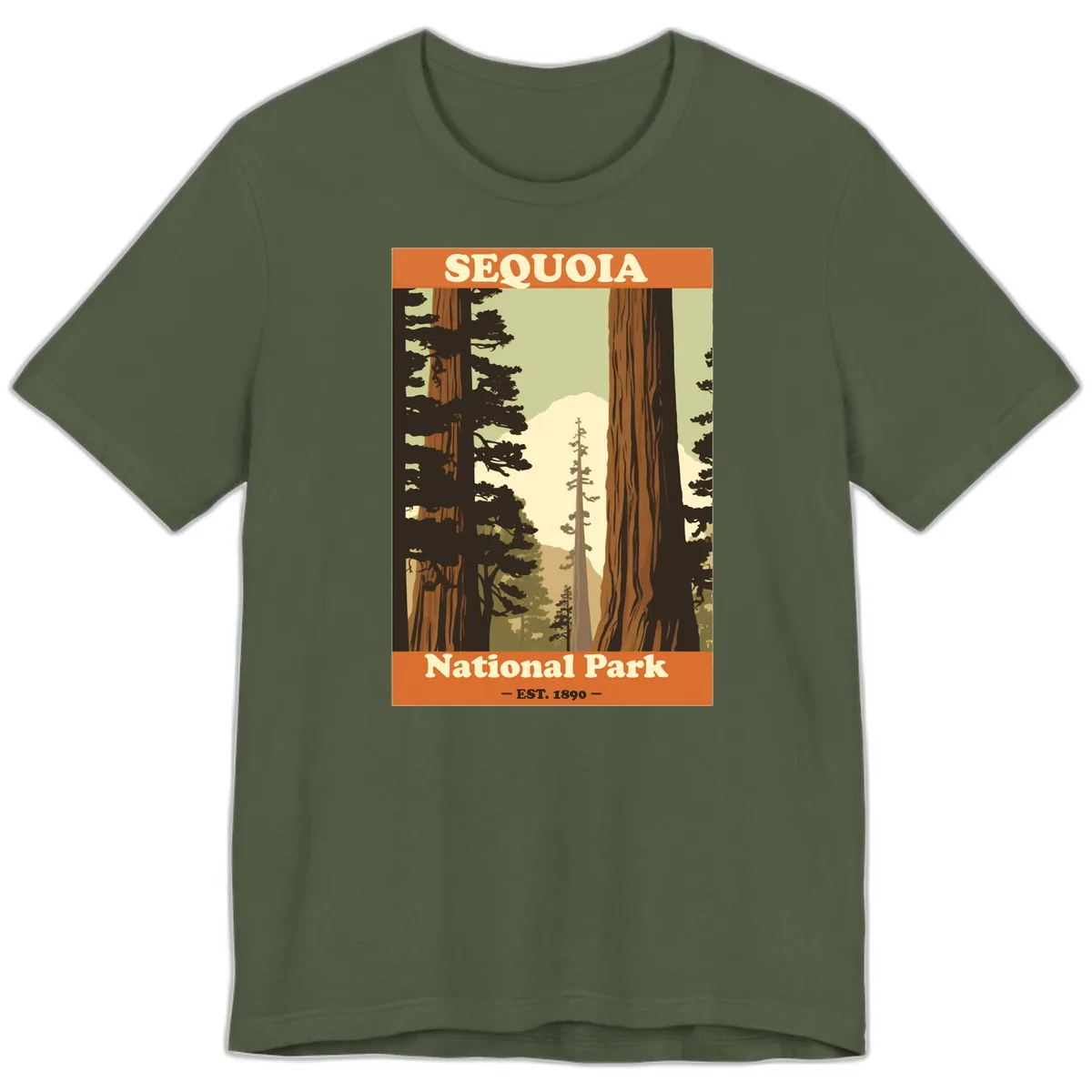 Sequoia National Park Forest Vista Premium T-Shirt in Military Green