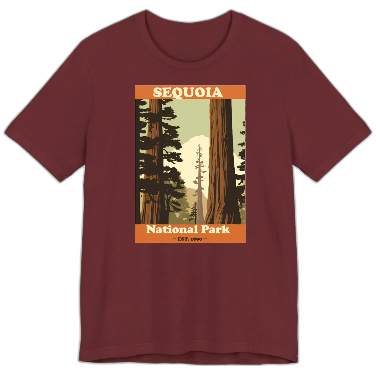 Sequoia National Park Forest Vista Premium T-Shirt in Heather Cardinal