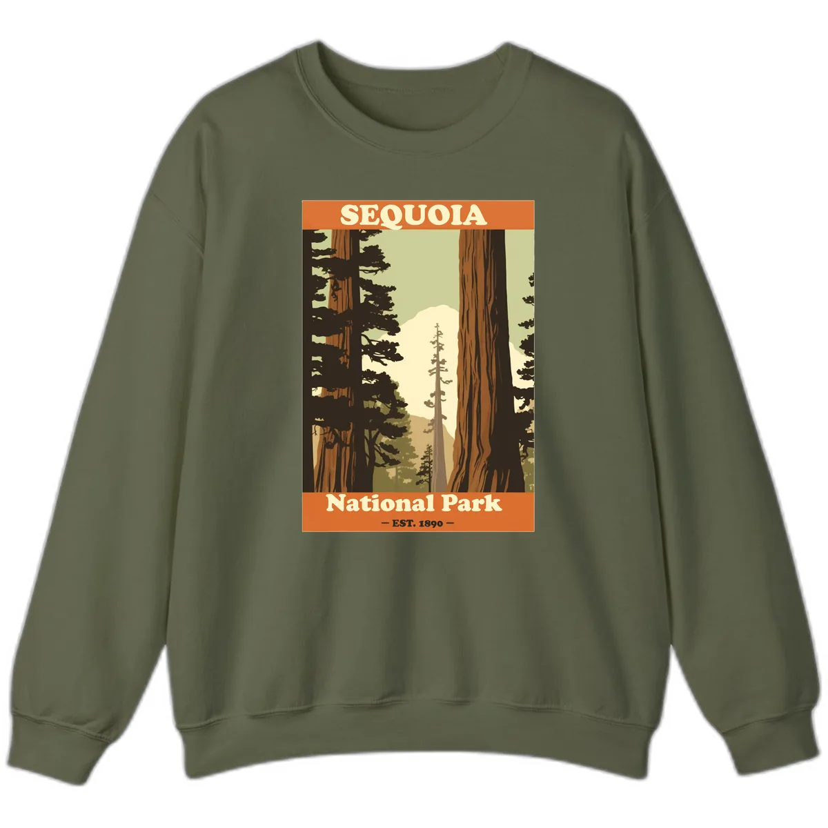 Sequoia National Park Forest Vista Sweatshirt in Military Green